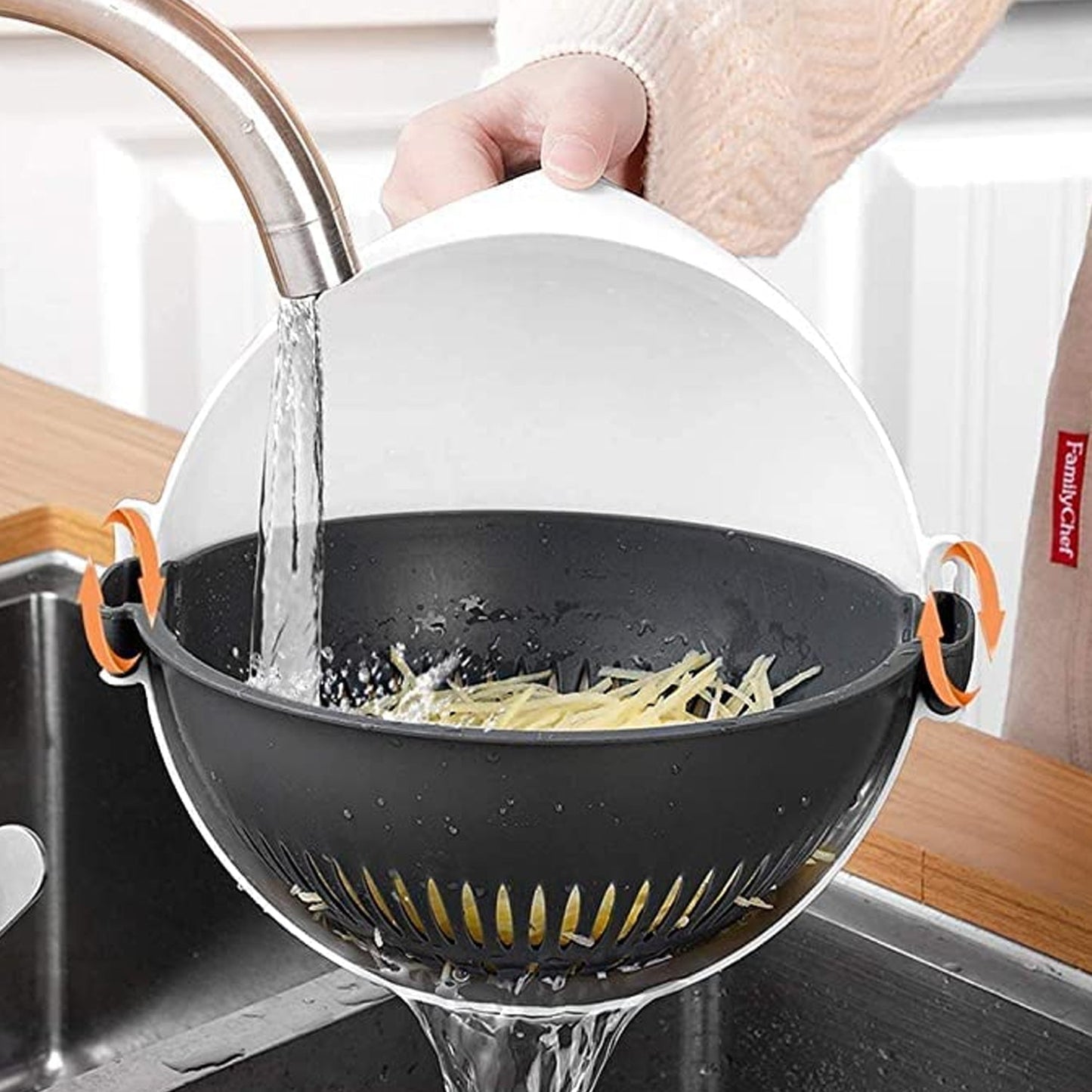 Multipurpose 2 In 1 Vegetable Washing Bowl with Strainer (1 Pc)