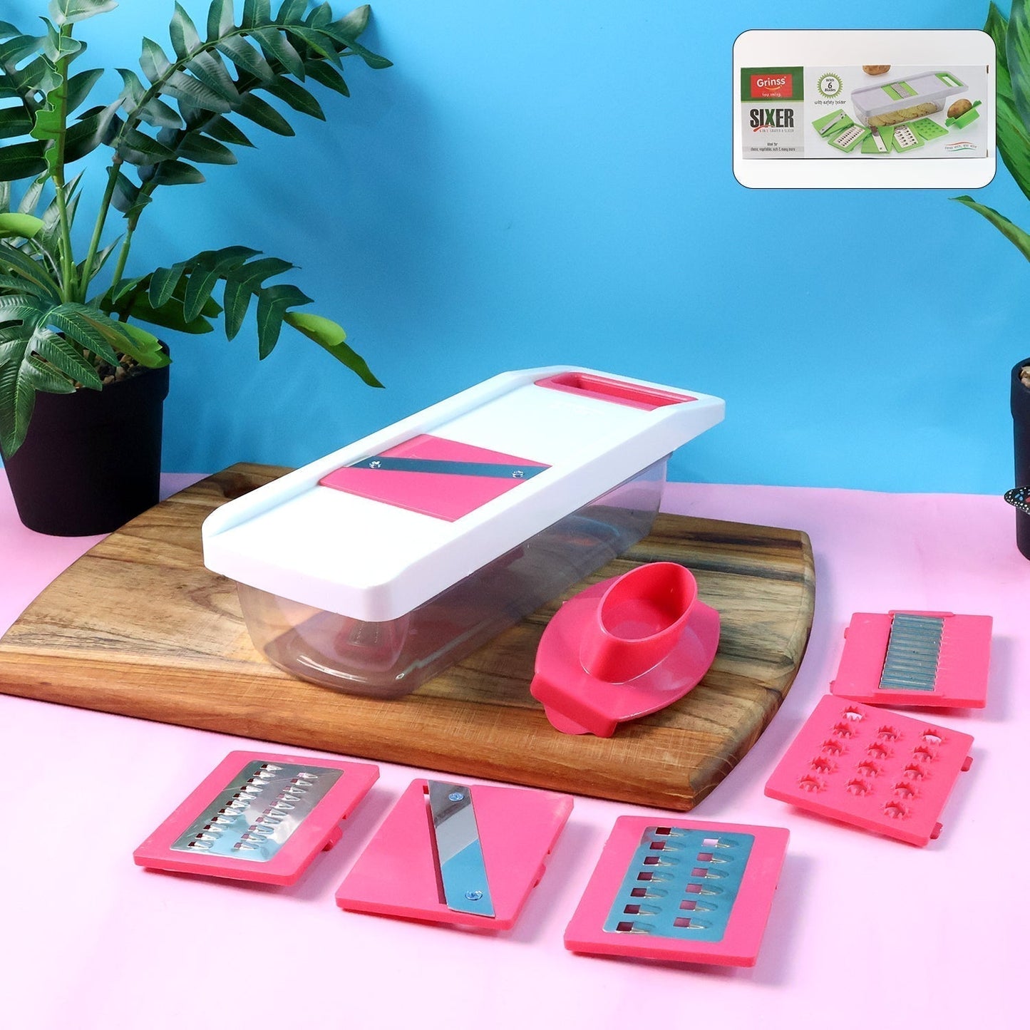 6-in-1 Vegetable Slicer, Grater & Chopper - (Set)
