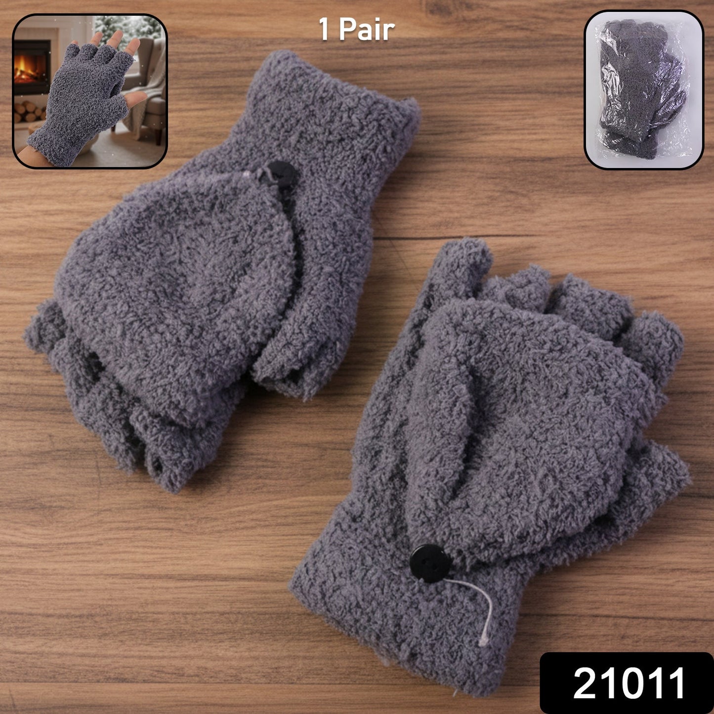 Winter Fingerless Gloves – Soft Warm Hand Gloves for Men & Women (1 Pair)