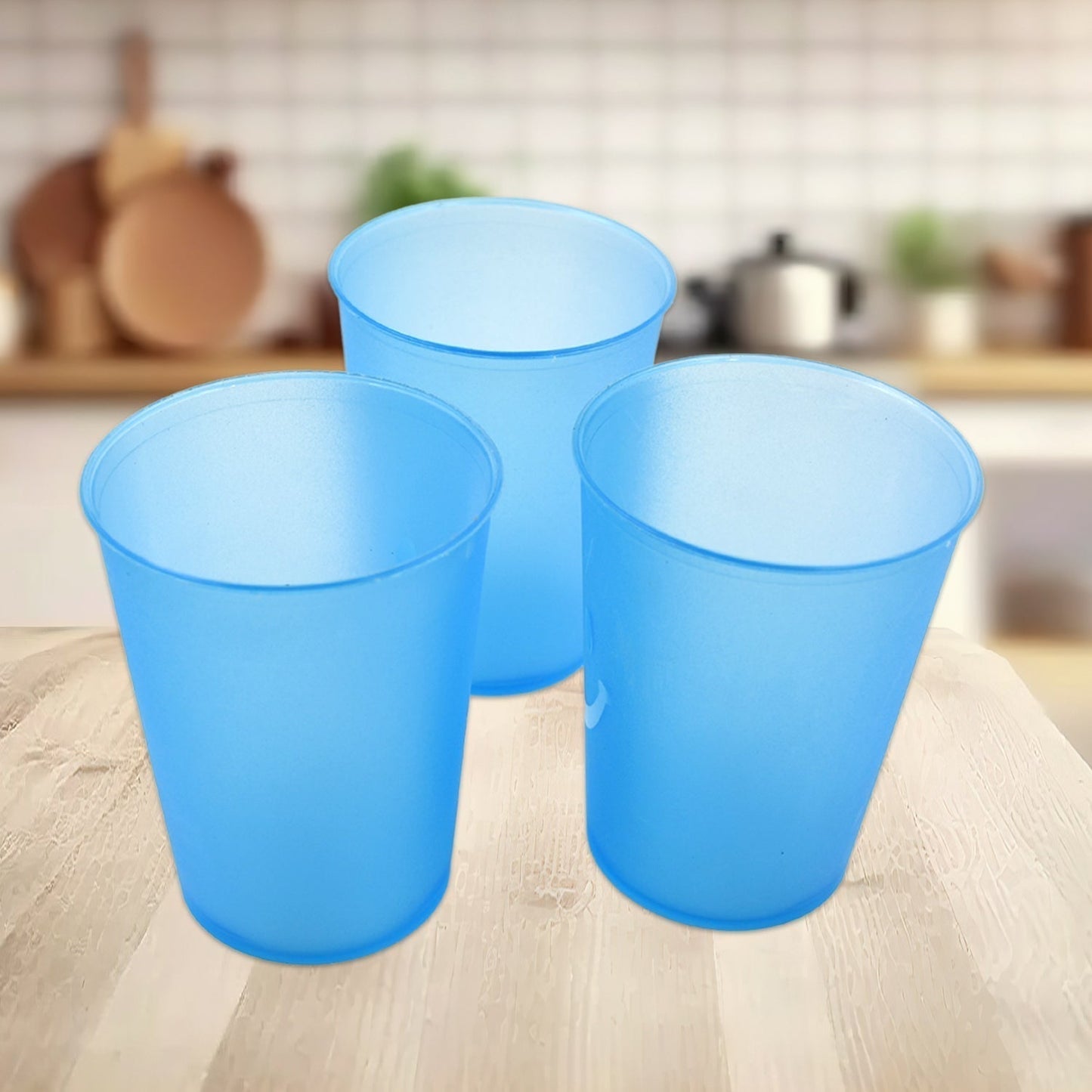 Reusable Plastic Drinking Tumblers - 4-Piece Transparent Water Cup Set for Kitchen & Dining