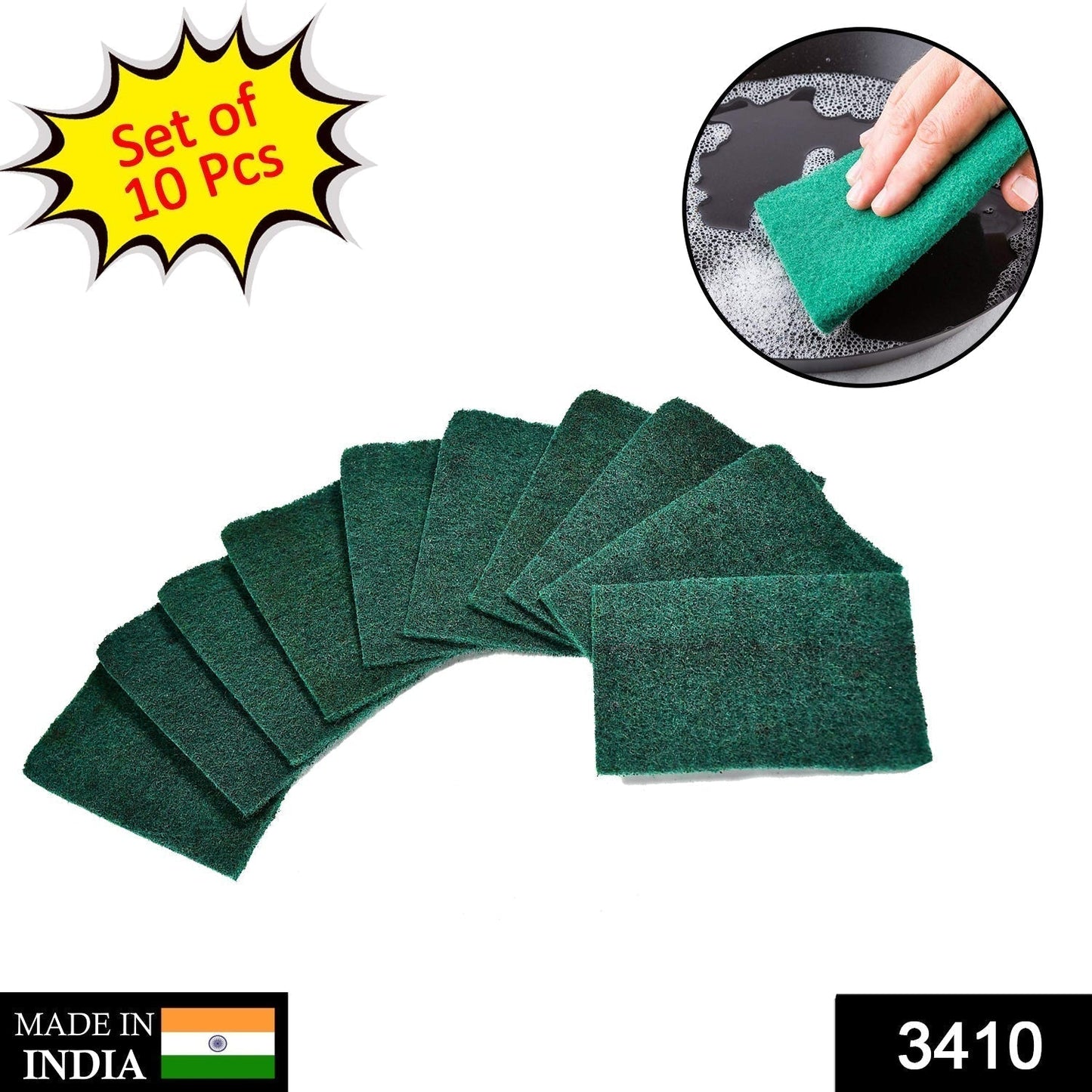 Scrub Sponge Cleaning Pads Aqua Green 10PCS