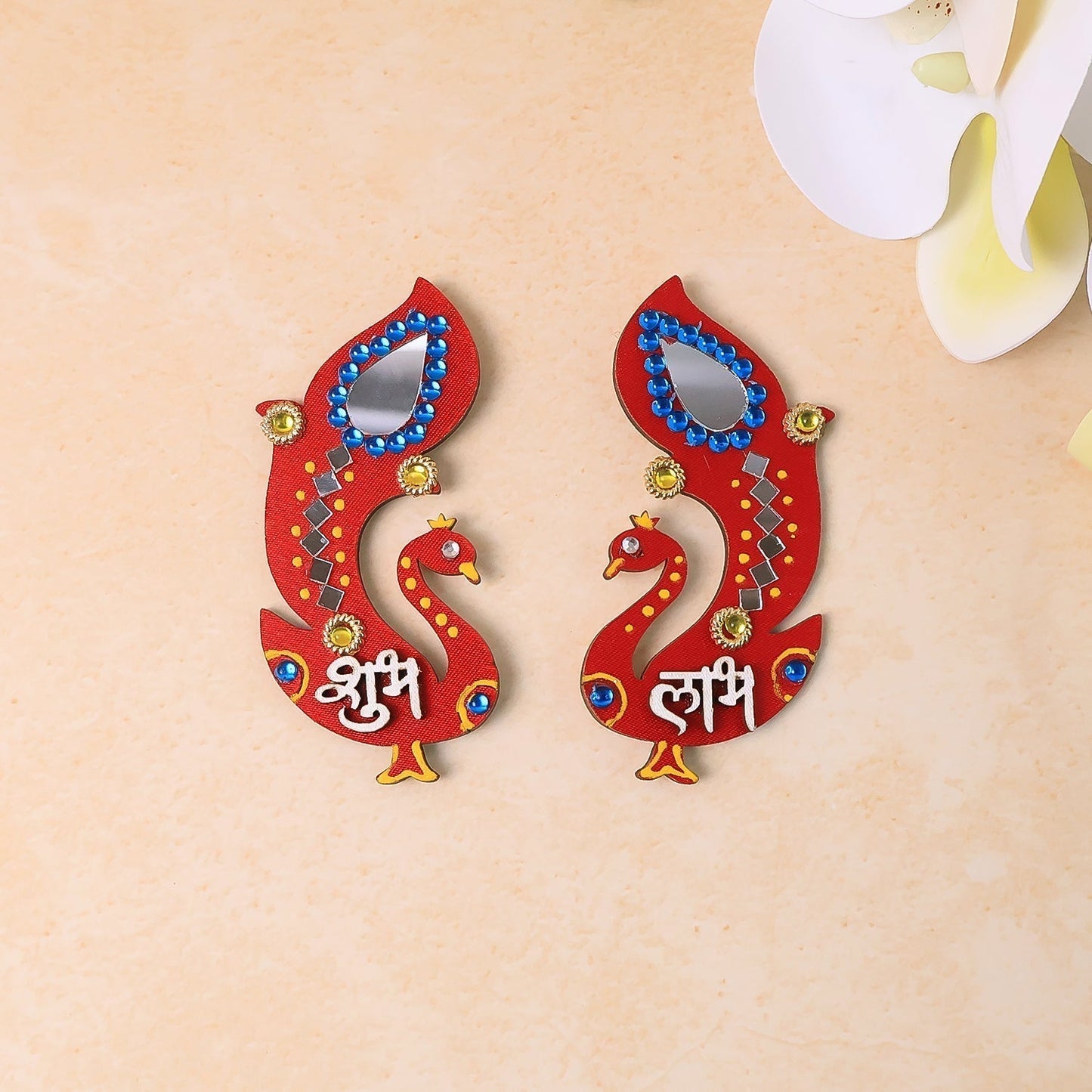 Decorative Wooden Shubh Labh Wall Hanging (2 Pc)