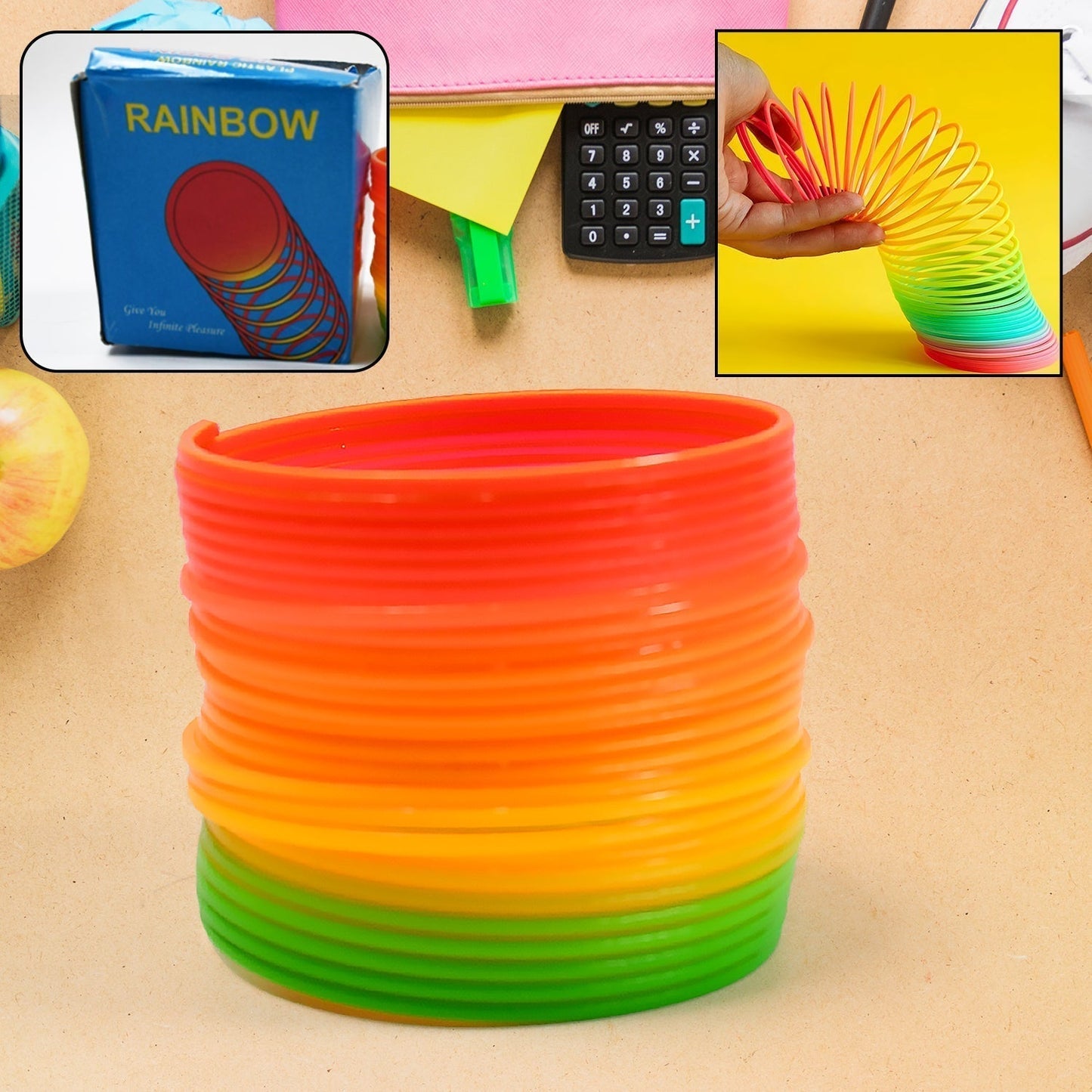 Rainbow Slinky Spring Toy – Compact, Portable Fun Toy for Kids & Adults, Great for Birthdays (1 Pc)