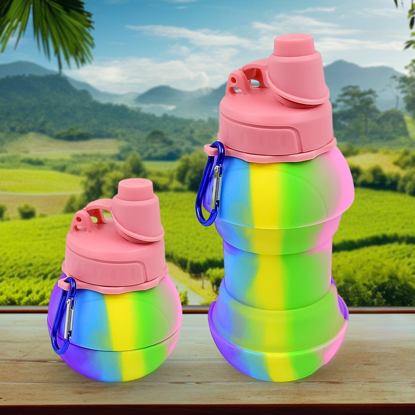 Flexible Collapsible Silicone Sports Water Bottle (260 ML / 20 CM Folding)