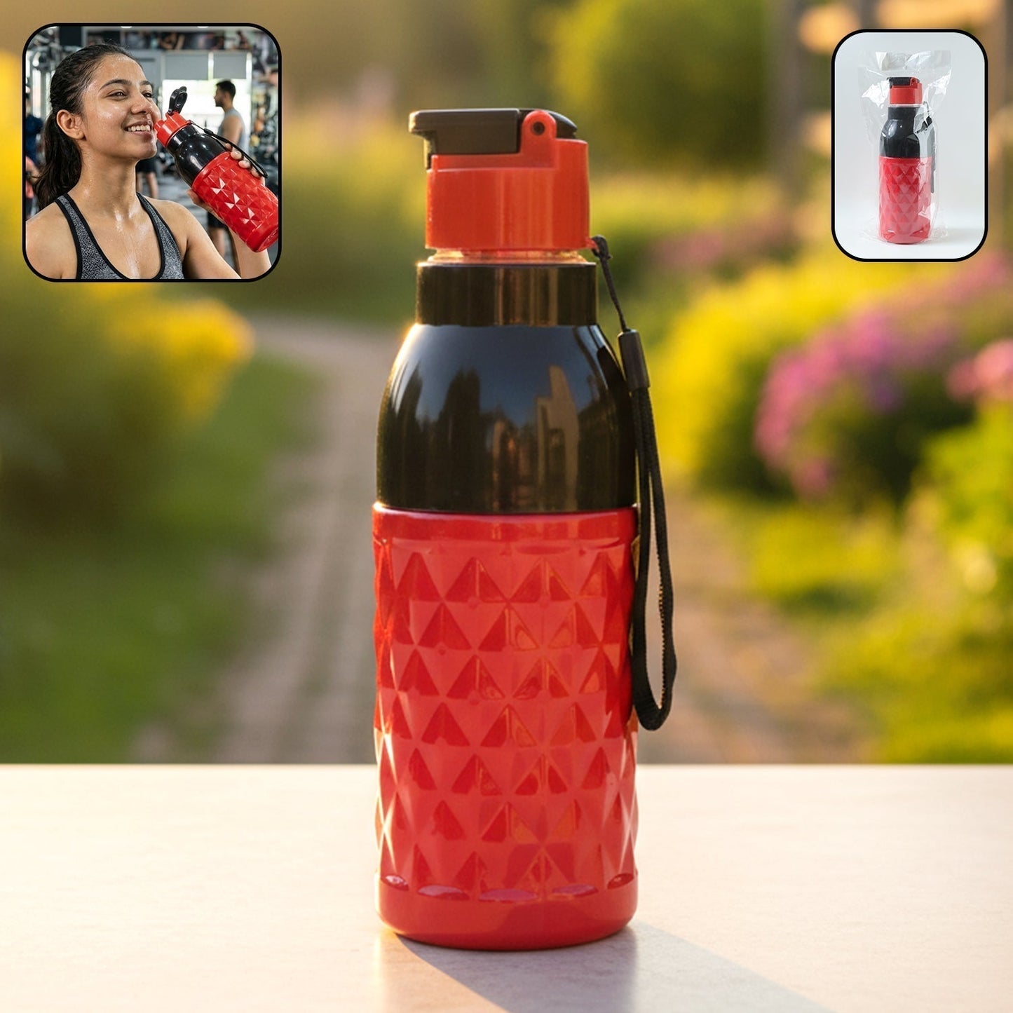 Plastic 400 ML Approx Sports Water Bottle (1 Pc)