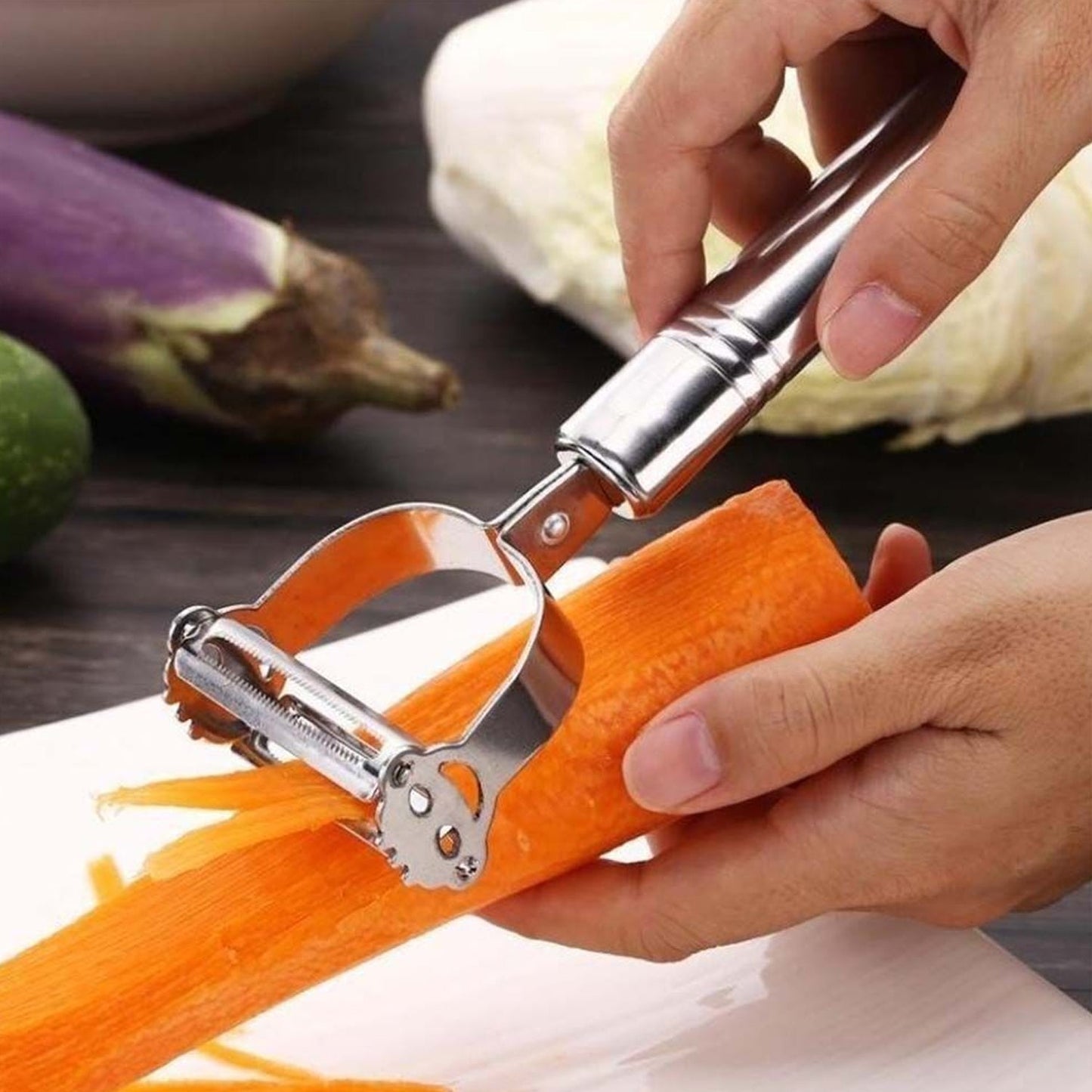 Stainless Steel 2-in-1 Potato Peeler - Multifunctional Julienne Cutter for Vegetables & Fruits