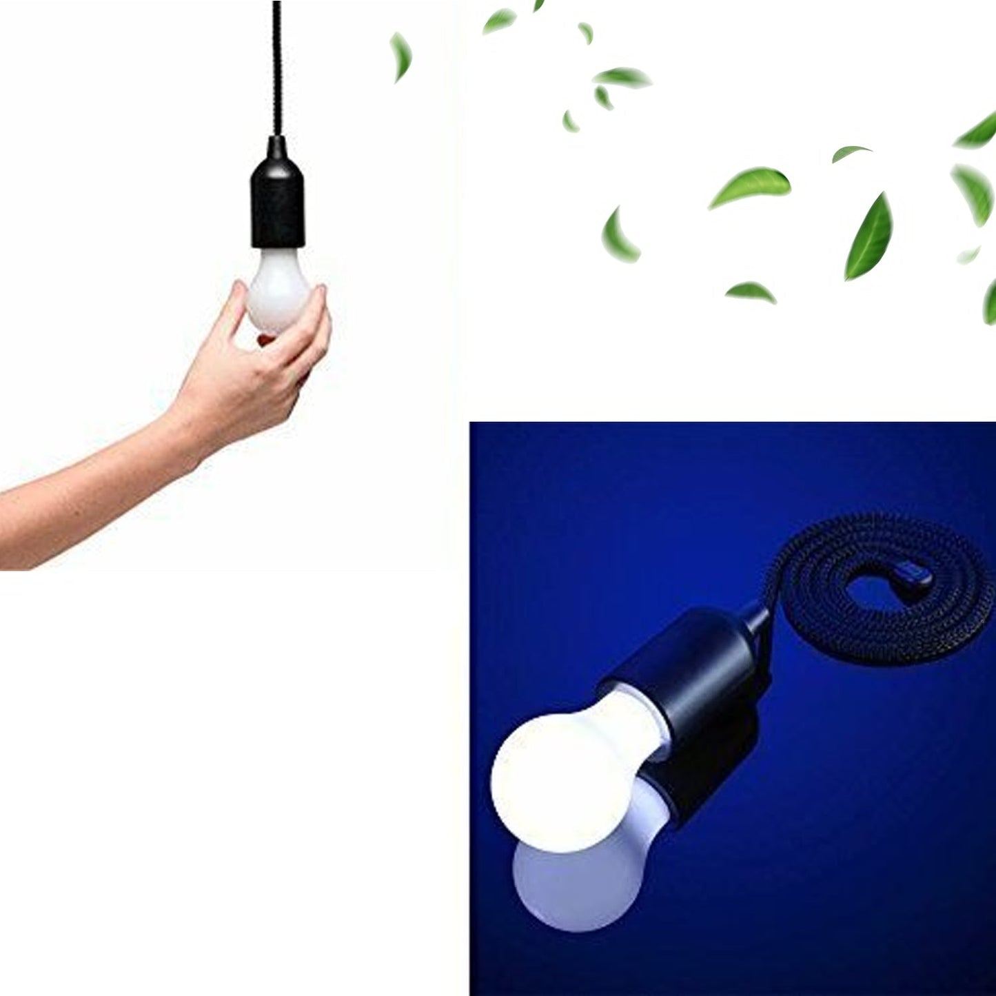 LED Pull Cord Light – Hanging Black LED Bulb (1 Pc)