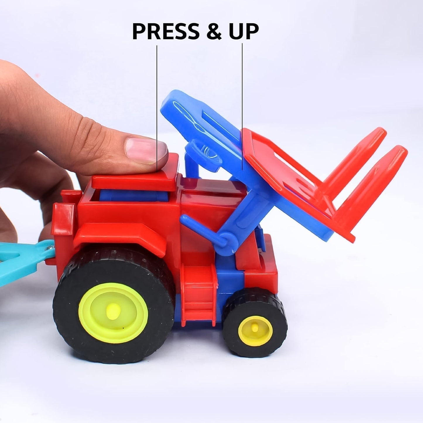 Plastic Tractor Toy Friction Powered Tractor with Bricks Trolley (1 Pc)