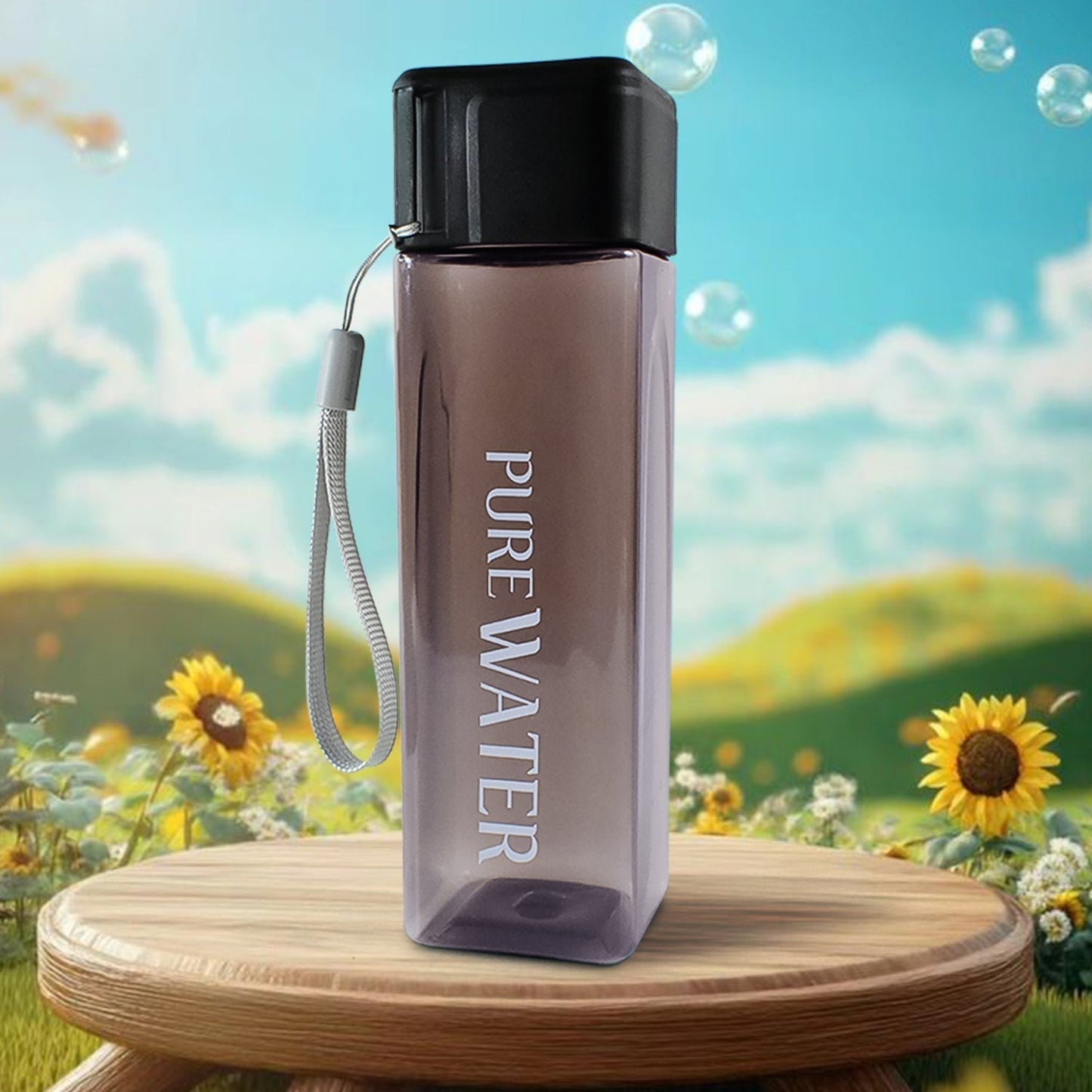 Premium 450ml Square Shape Plastic Water Bottle (1 Pc)