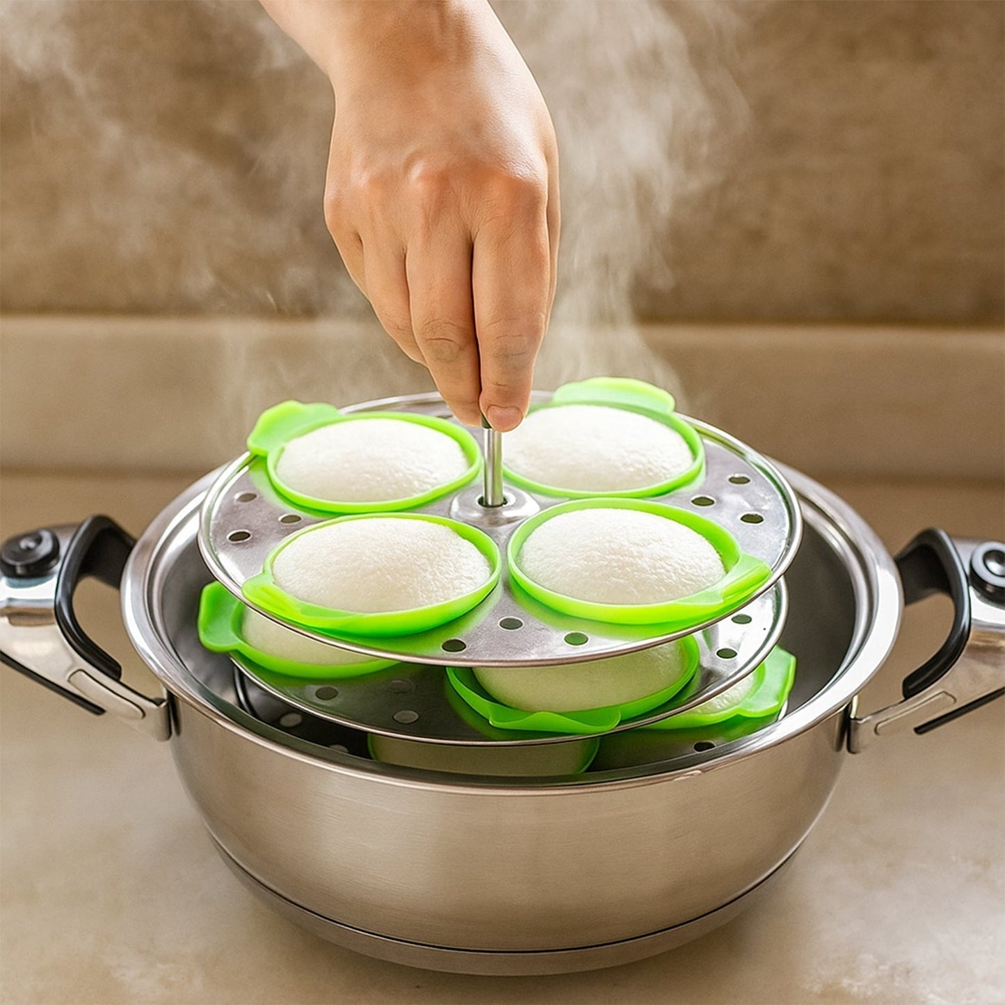Idli Maker Cups (4 Pcs) – Food-Grade Silicone Non-Stick Idli/ Dhokla/ Egg Poacher Moulds