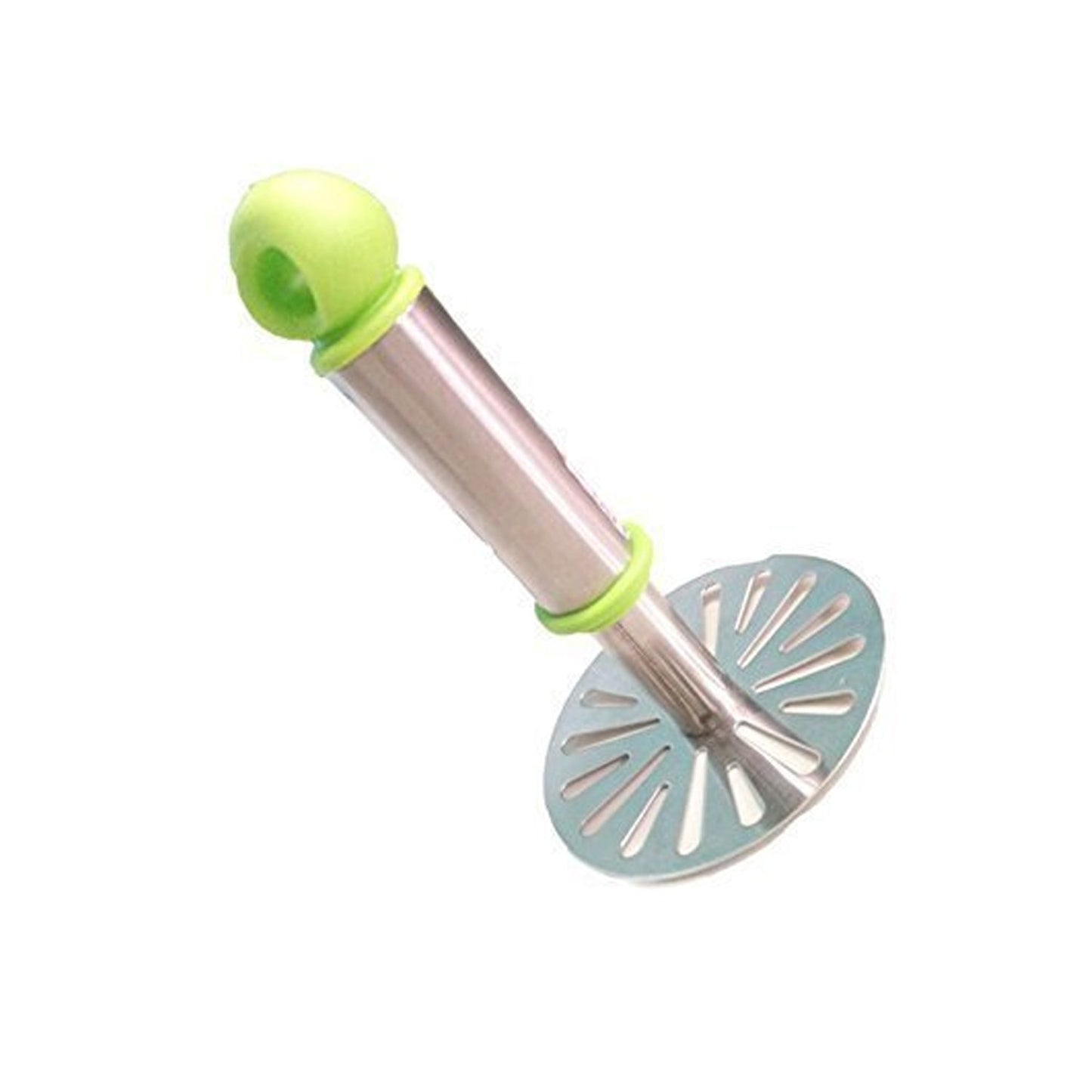 Ganesh Potato / Pav Bhaji Masher with Plastic Handle, Silver & Plastic - Oval Pav Masher, Potato 1-Piece, Smasher Handle, Multicolor