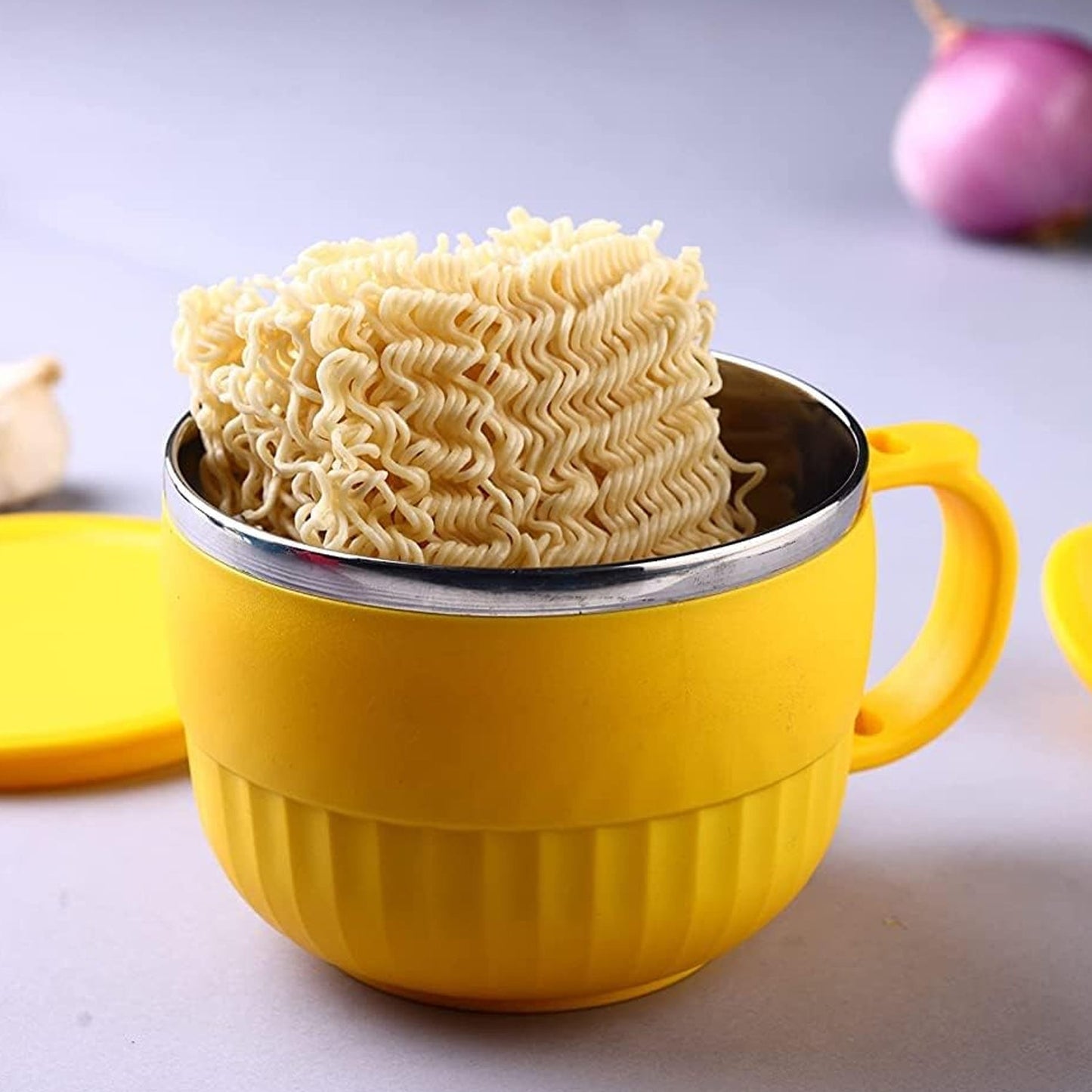Safe Double-Layer Maggie Bowl with Lid & Handle – Versatile Bowl for Cereals, Fruits, Ramen & More