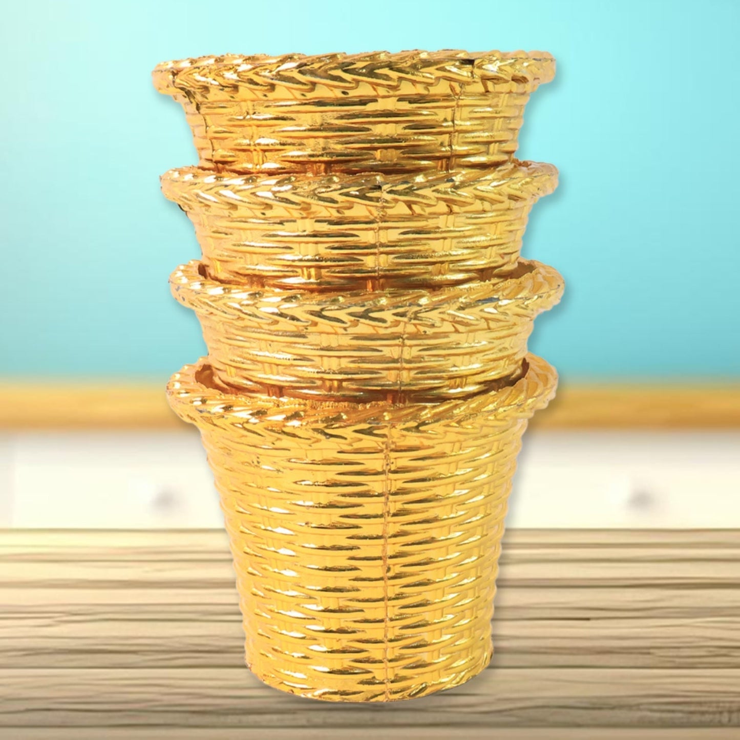 Plastic Flower Valencia (Pot) Home and Outdoor (4 Pc)