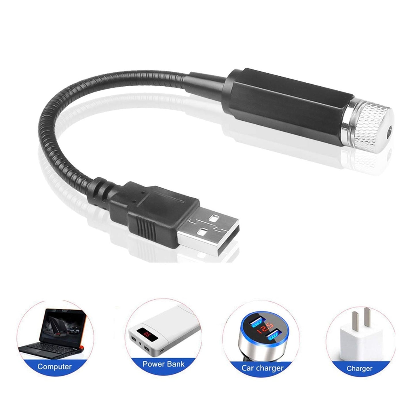 USB Star Projector – Adjustable Night Light for Home & Car