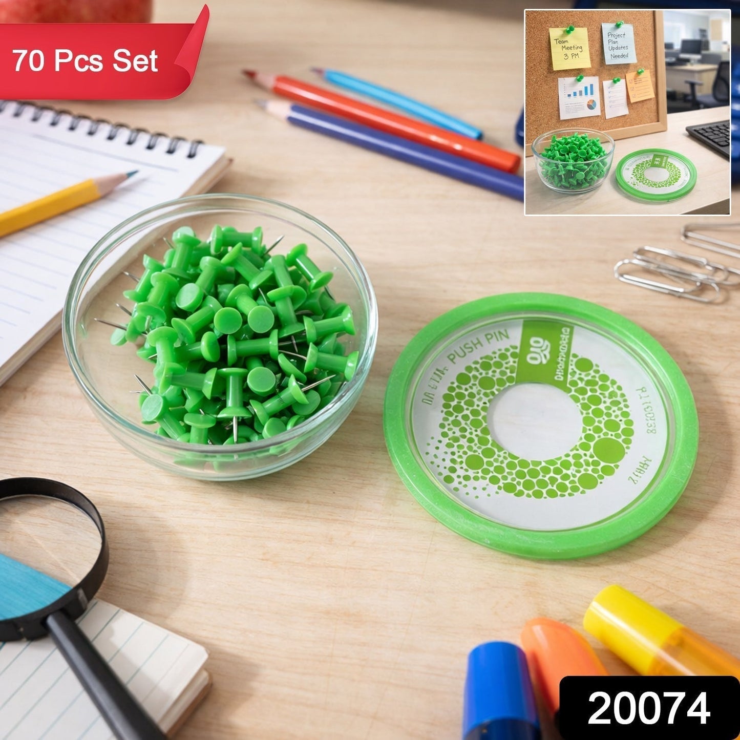 Heavy-Duty Plastic Head Push Pins Set (70 Pcs Set)