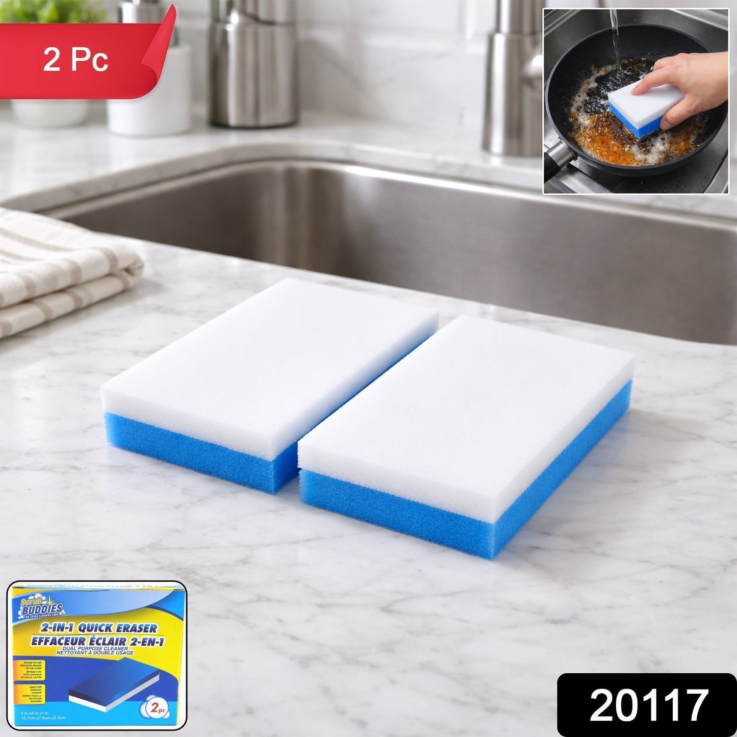 Dual Layer Cleaning Sponge Eraser Pads (2 Pc)