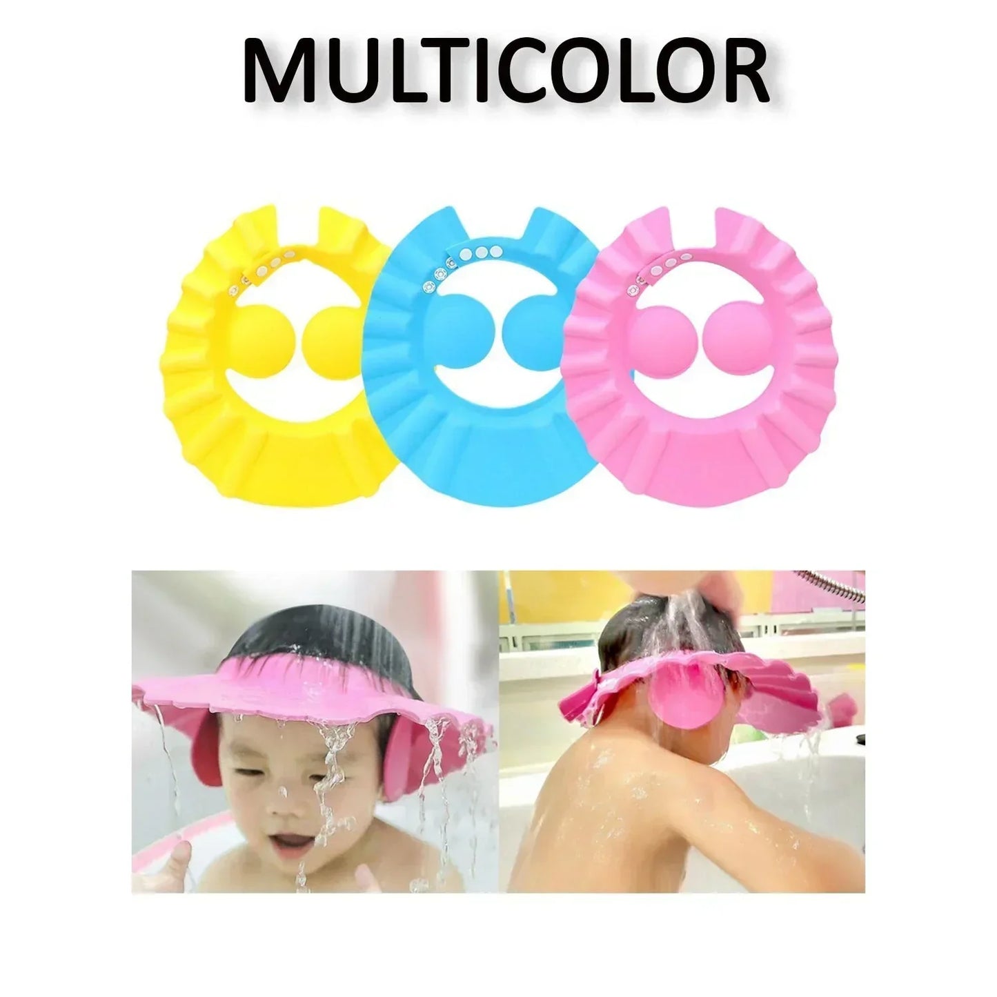 Soft Adjustable Baby Shower Cap – Splash-Proof Eye & Ear Protection for Bath Time