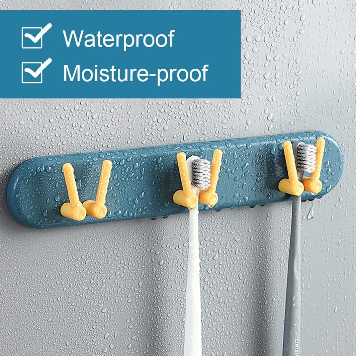 Toothbrush Holder Plastic Bathroom Accessories Organizer Wall Mounted Hanging Mount Shelf & Hooks (1pc)
