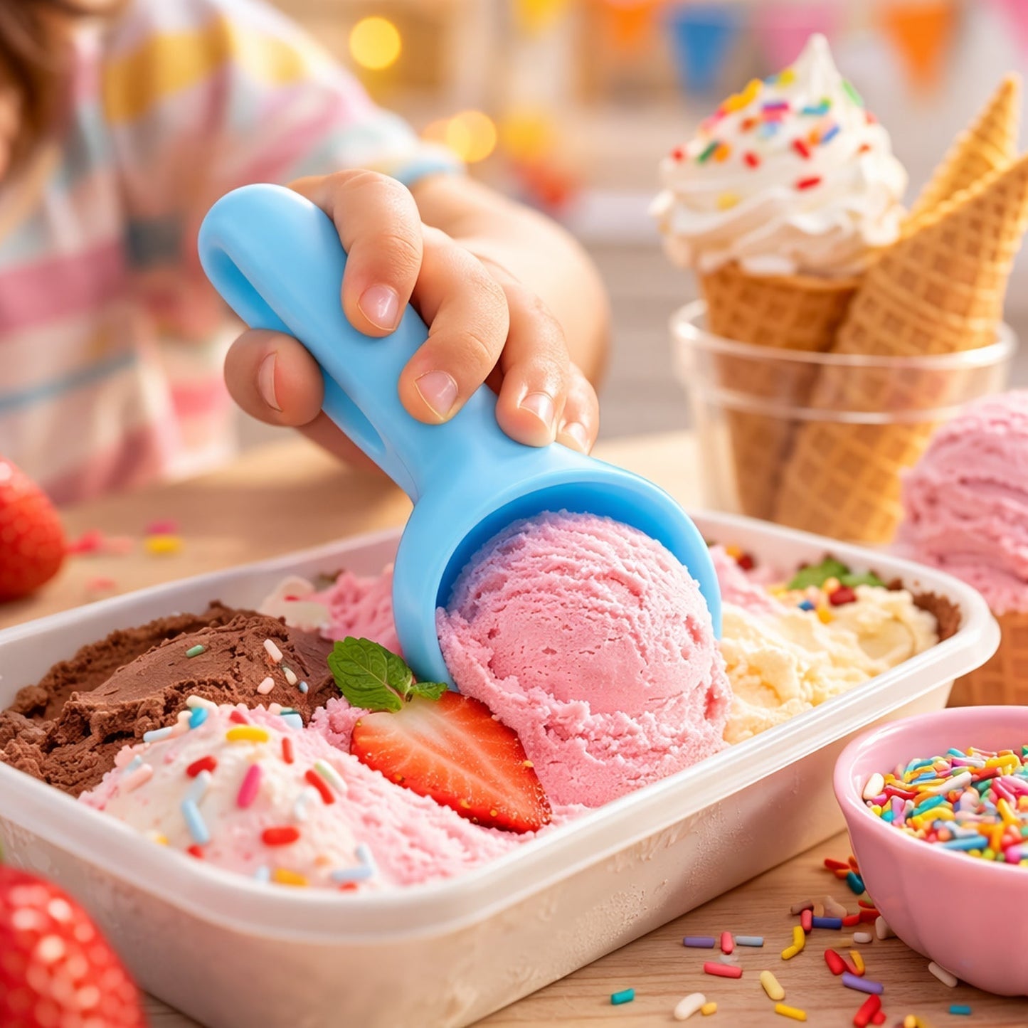 Plastic Ice Cream Scoop Set (4 Pc)