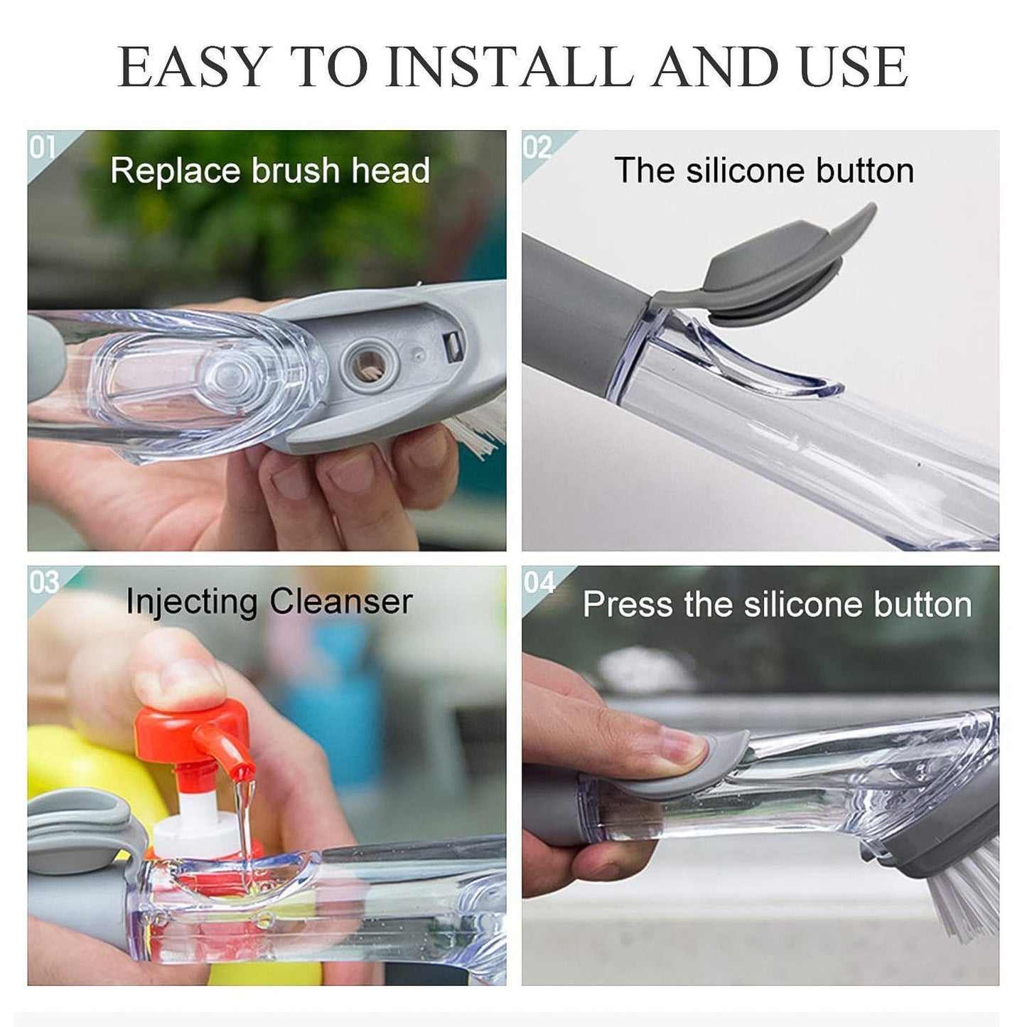 Multipurpose Dish Scrub Brush with Built-In Soap Dispenser (1 Pc)