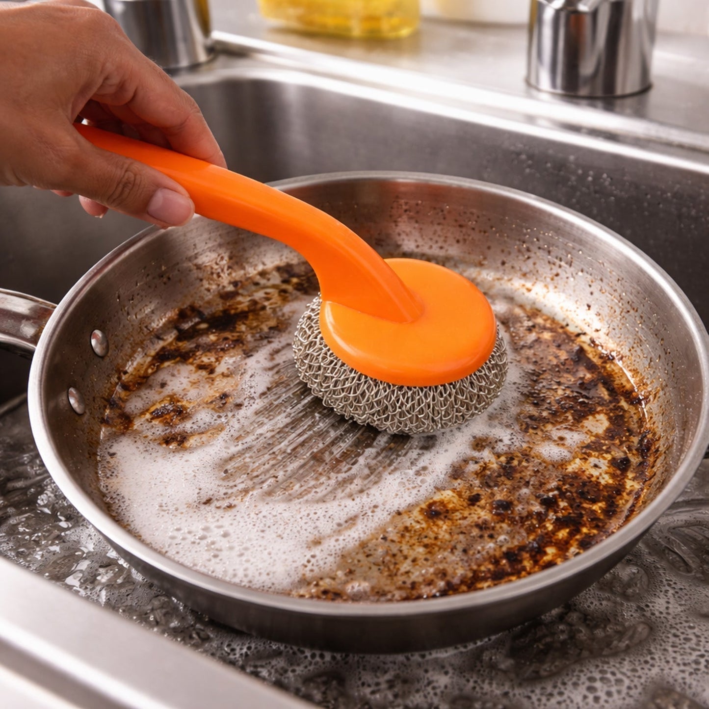 Heavy Duty Cleaning Scrubber Set with Long Handle (1 Set)