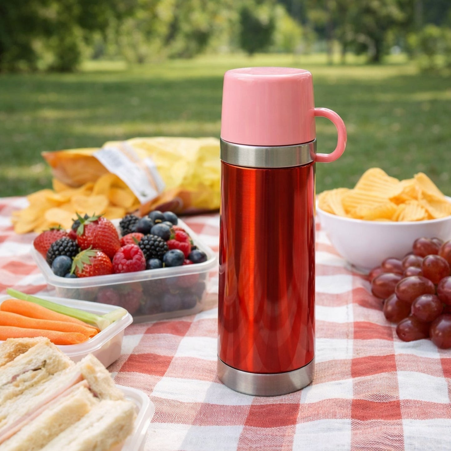 Insulated Travel Mug Bottle with Handle Lid (500 ML)
