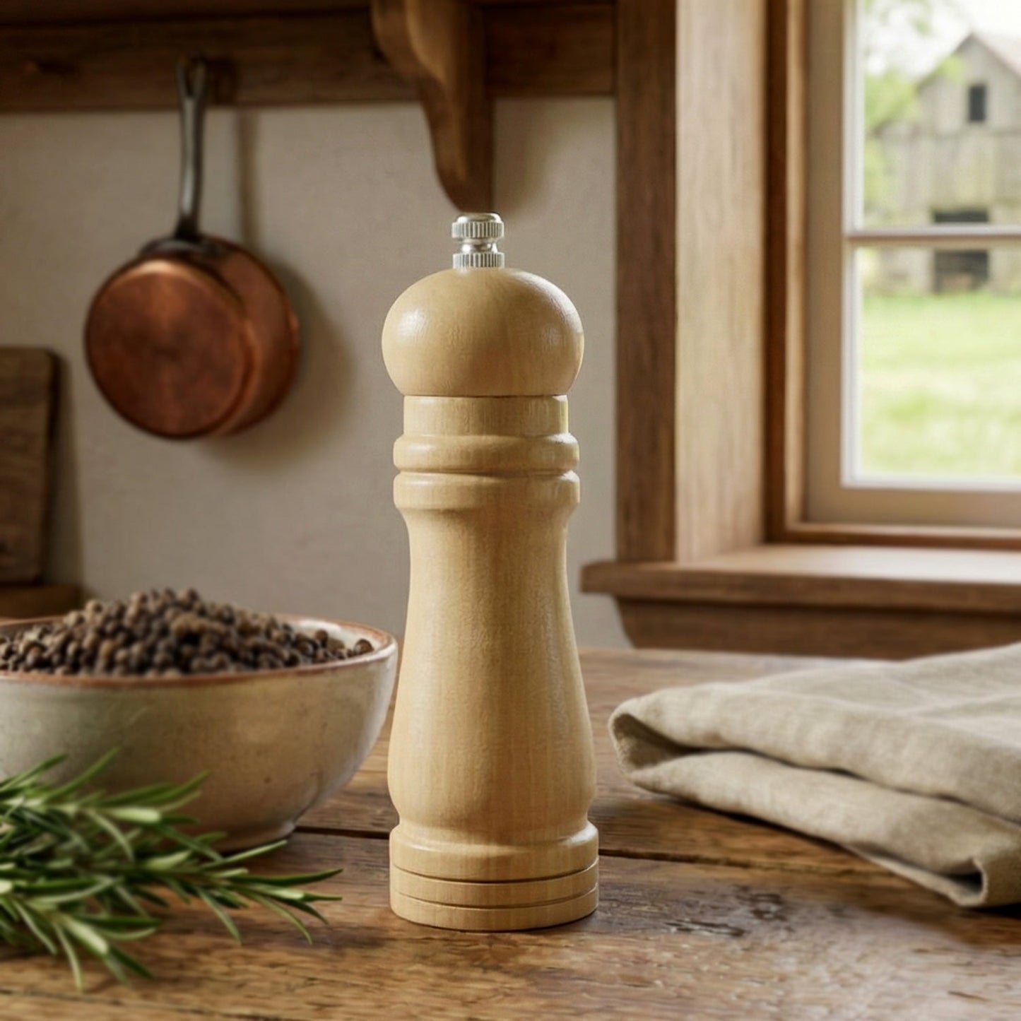 Classic Wooden Manual Pepper Grinding Mill (1 Pc)