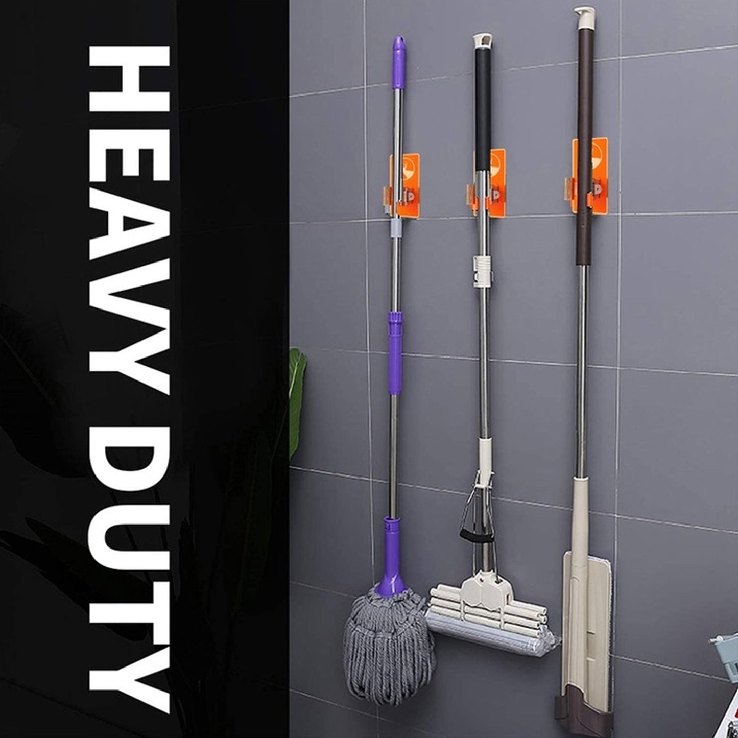 Wall Mounted Mop Holder Clip Bathroom and Kitchen Broom Holder (1 Pc)