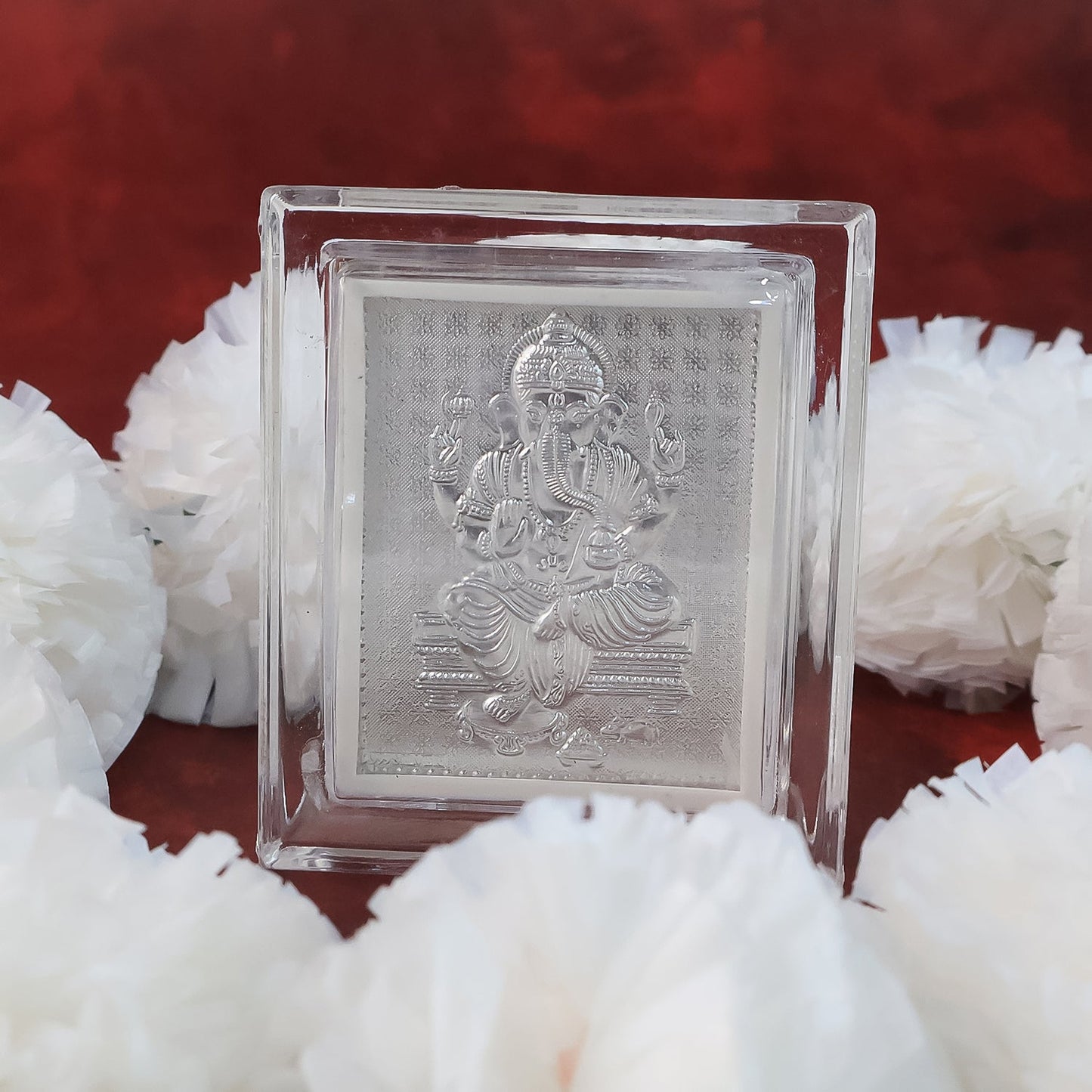 Embossed Silver-Plated Lord Ganesha Photo Frame (1 Pc)