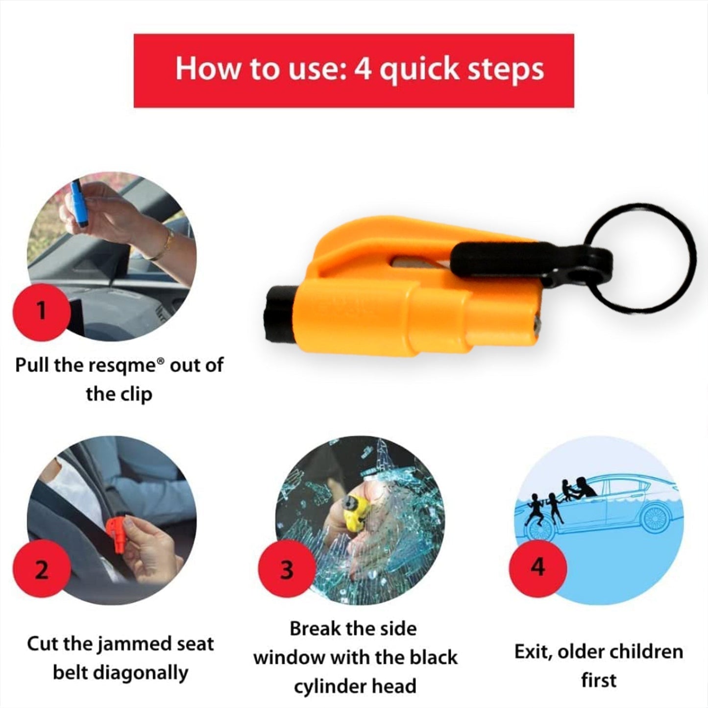 2-in-1 Emergency Safety Cutter – Keychain Tool for Glass Breaking & Seatbelt Cutting, Portable & Handy