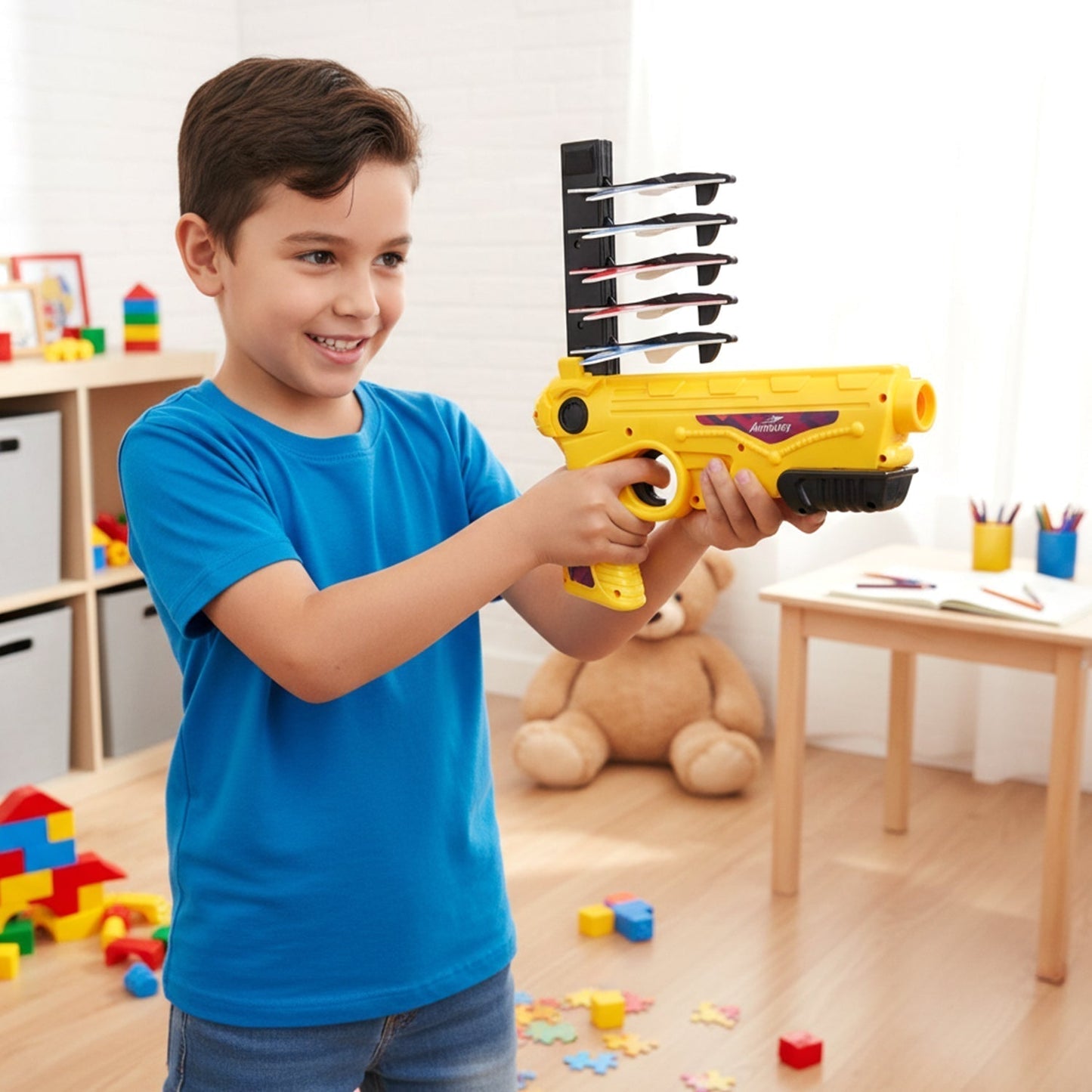 Air Battle Plane Launcher Gun Toy for Kids – Foam Glider Set (1 Set)