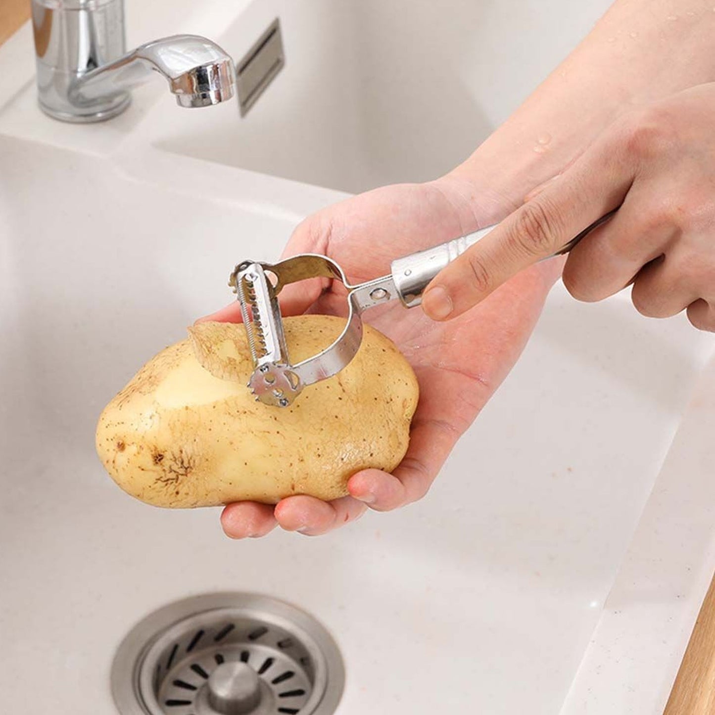 Stainless Steel 2-in-1 Potato Peeler - Multifunctional Julienne Cutter for Vegetables & Fruits