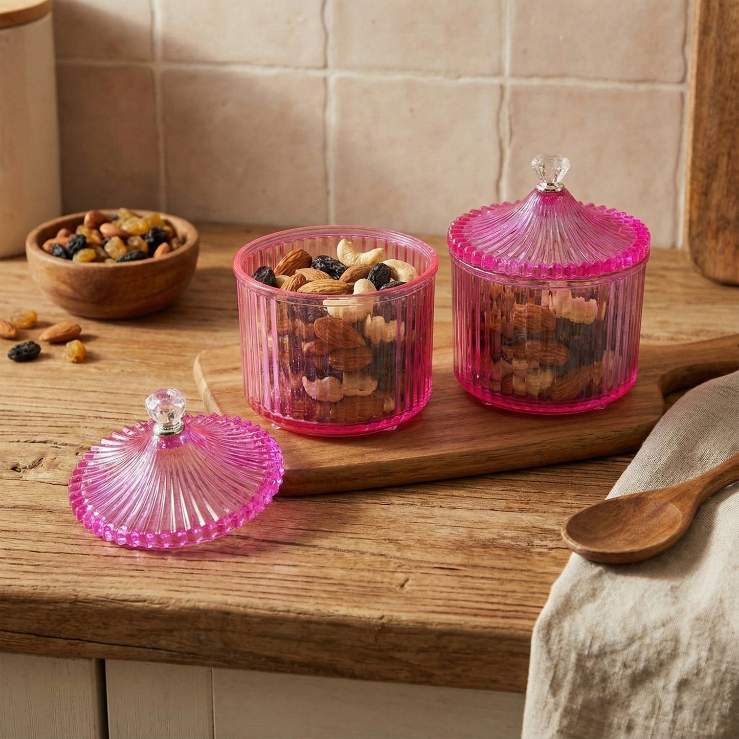 Plastic Luxury Transparent Dry Fruit Storage Jars (2 Pc)