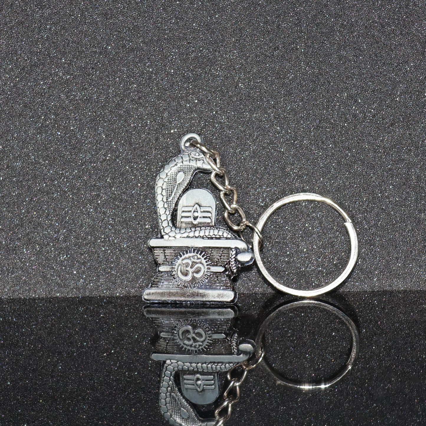 Shivling with Snake Design Silver Keychain (1 Pc)