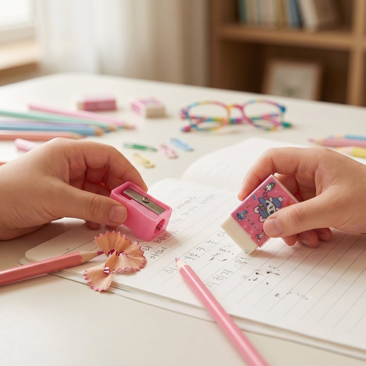 Kids School Stationery Kit – 5 In 1 Cute Cartoon Set with Flexible Pencils