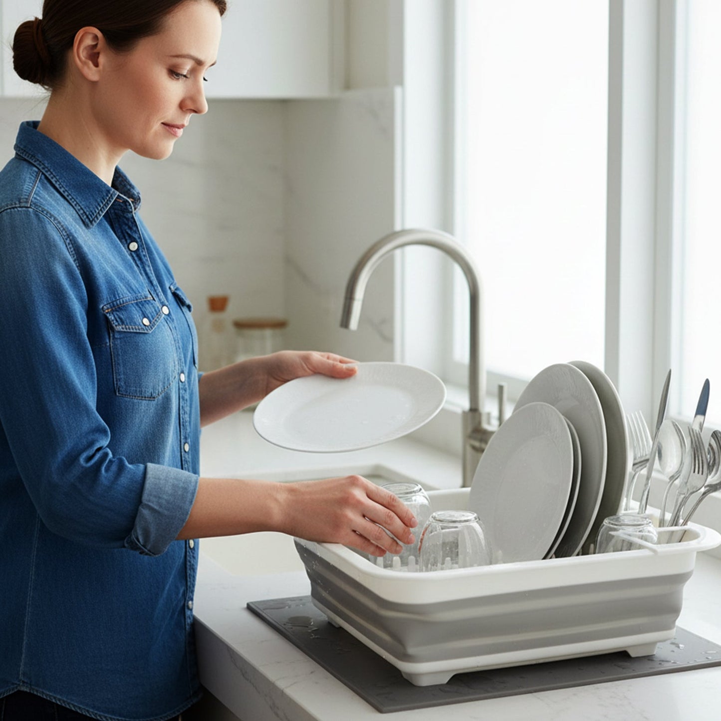Foldable Plastic Dish Drying Rack (1 Pc)