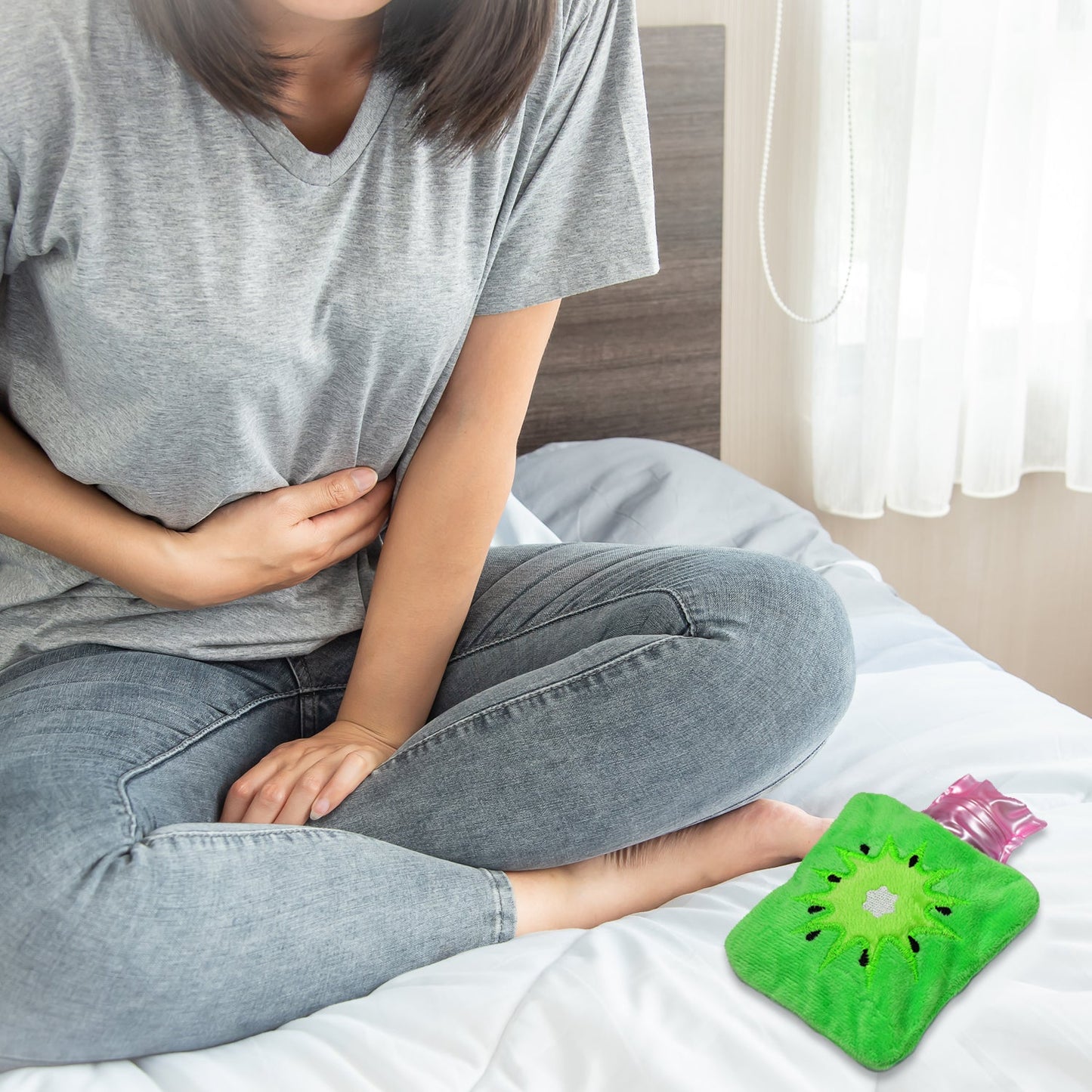 Green Sun Compact Hot Water Bag with Cover – Pain Relief Warmer for Neck, Shoulders, Hands, Feet & Menstrual Cramps