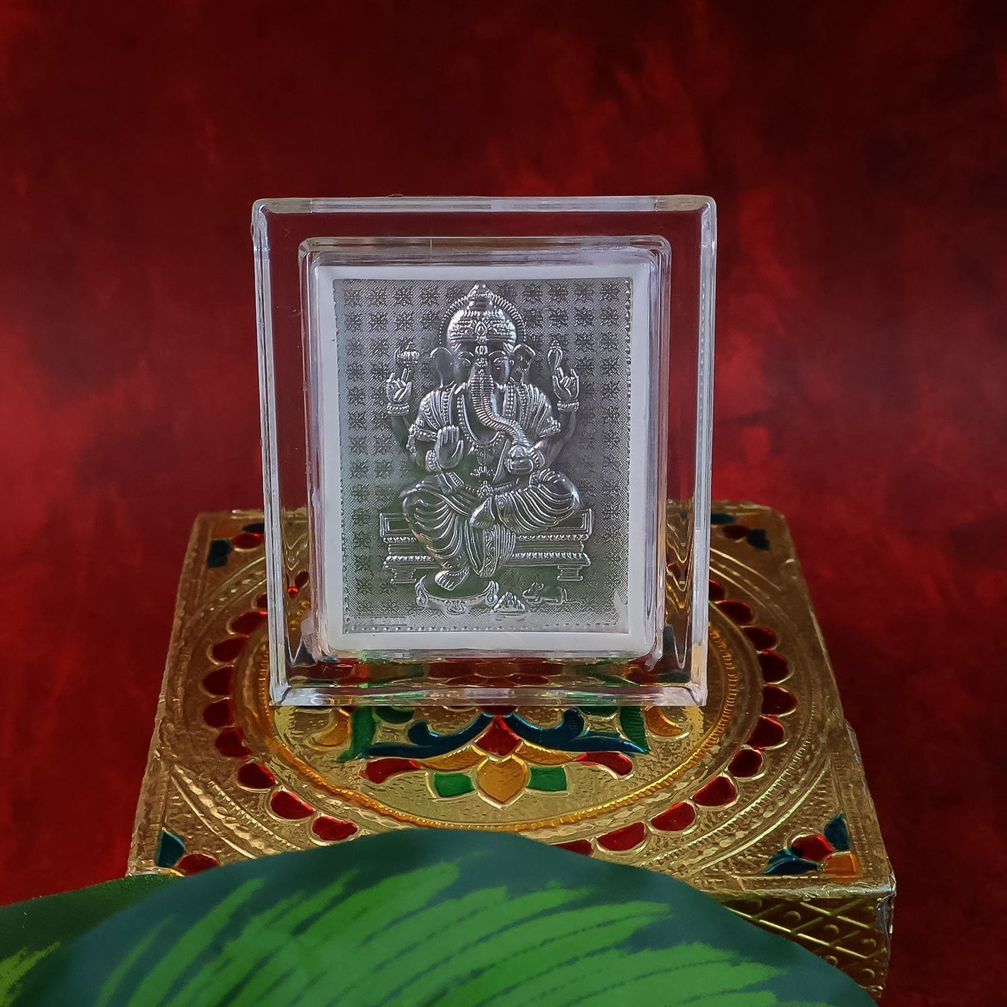 Embossed Silver-Plated Lord Ganesha Photo Frame (1 Pc)