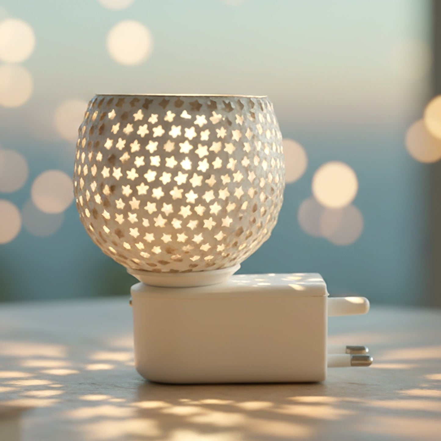 Premium Plug-In Star Cut Glass Aroma Diffuser Night Lamp (1 Pc)