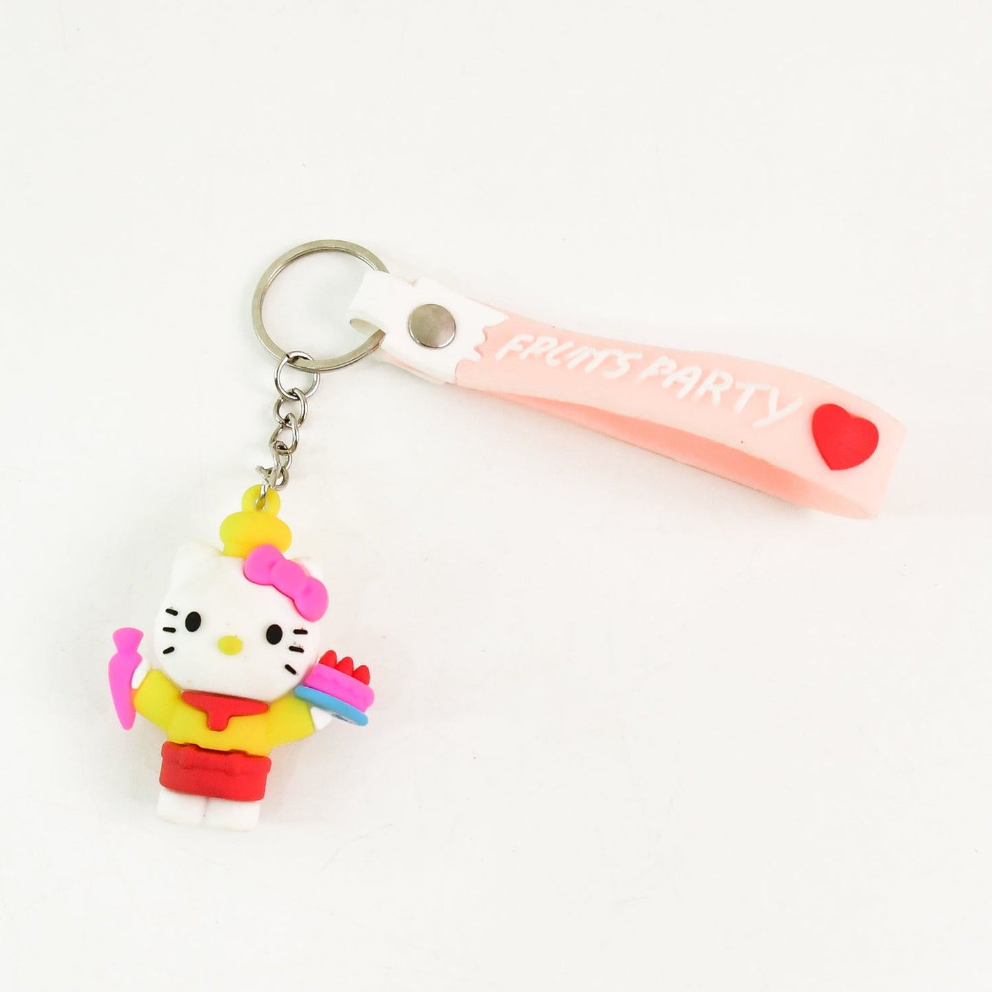 Cute Cartoon Silicone 3D Key Chain with Metal Hook & Strap (Pack of 1)