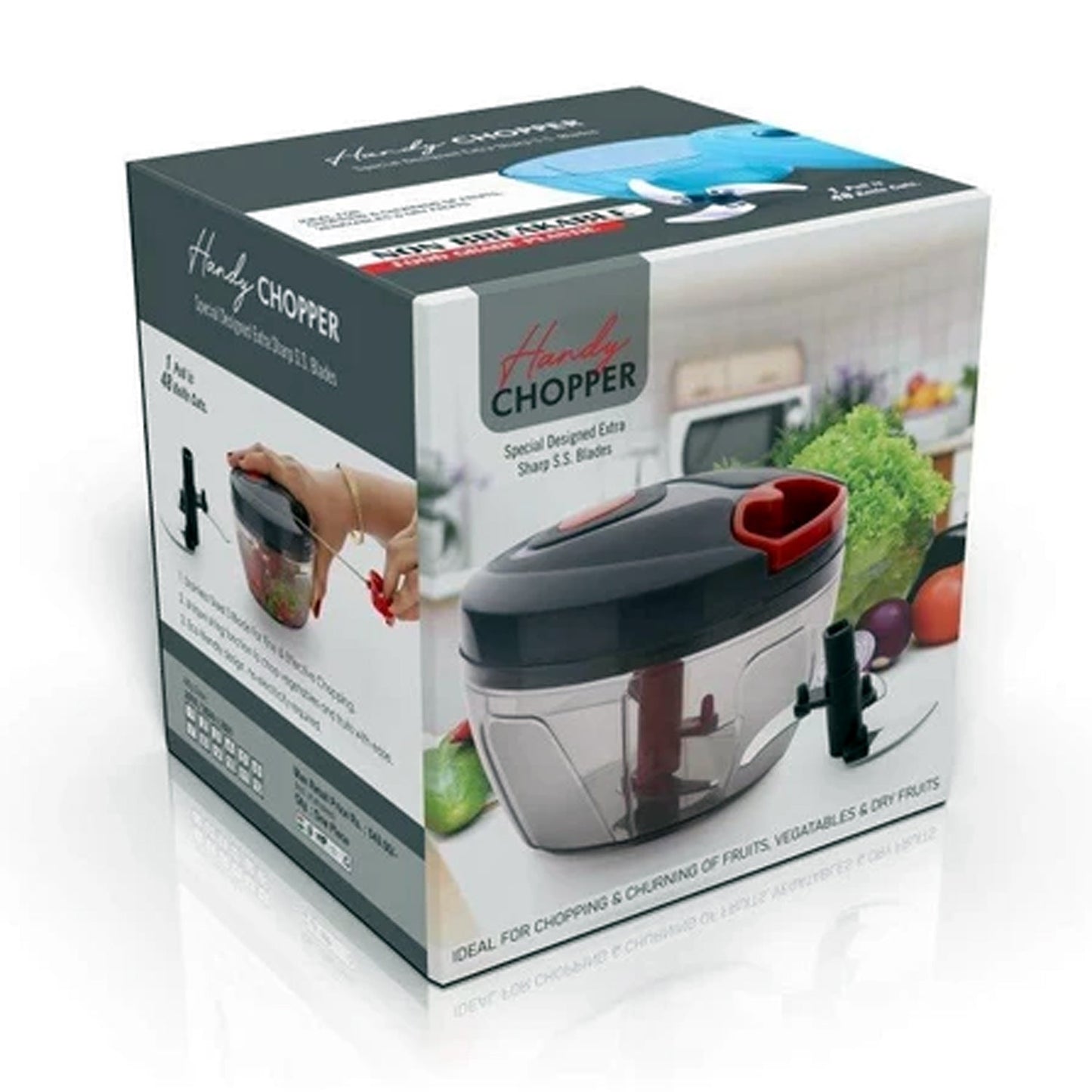 Manual Food Chopper, Compact & Powerful Hand Held Vegetable Chopper / Blender