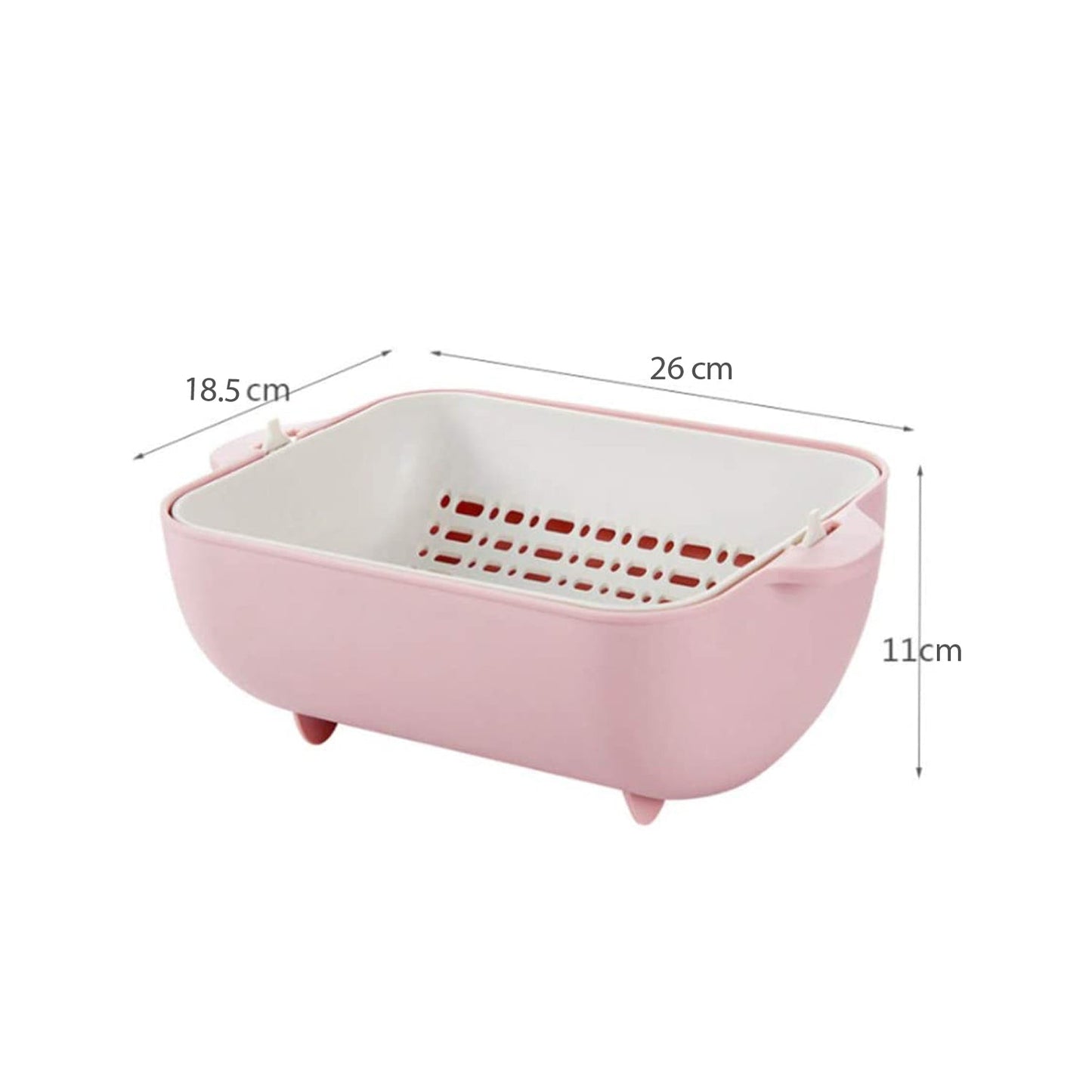 Multifunctional BPA Free Double Layered Plastic Rotatable Strainer Basket (Multicolor)