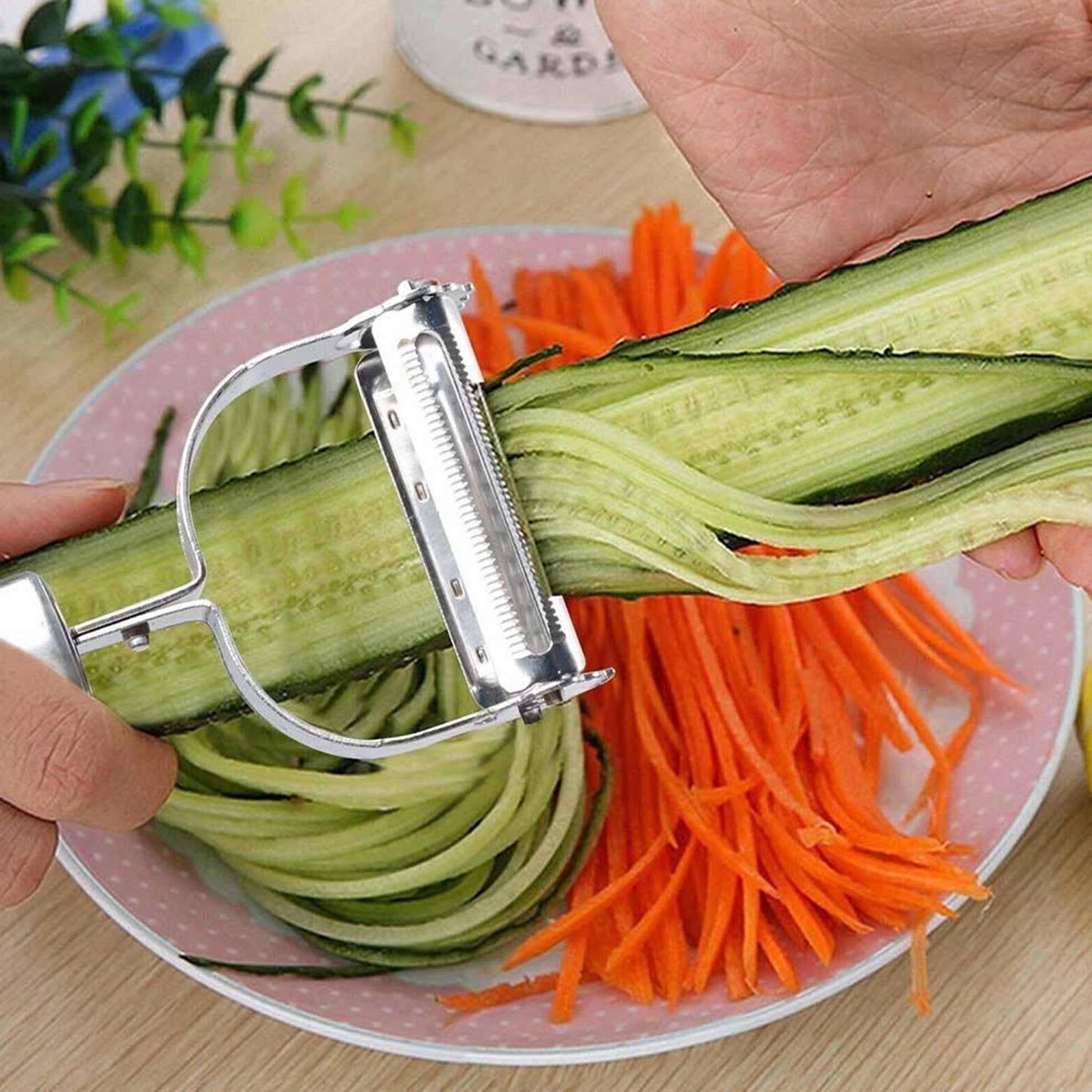 Stainless Steel 2-in-1 Potato Peeler - Multifunctional Julienne Cutter for Vegetables & Fruits