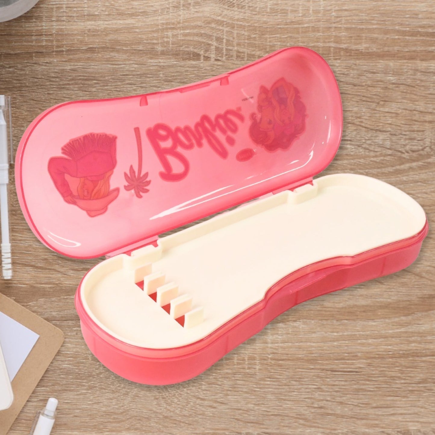 Cute Cartoon Printed Plastic Compass Box for Kids (1 Pc)