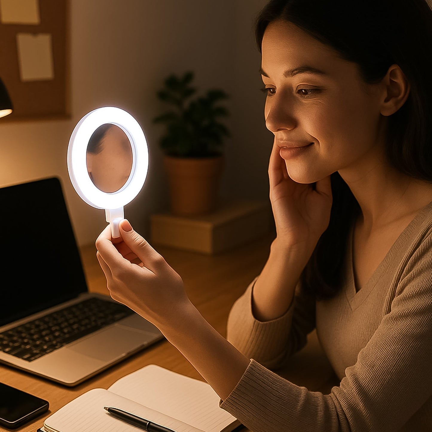 Rechargeable LED Selfie Ring Light for Mobile and Makeup Use (1 Pc)