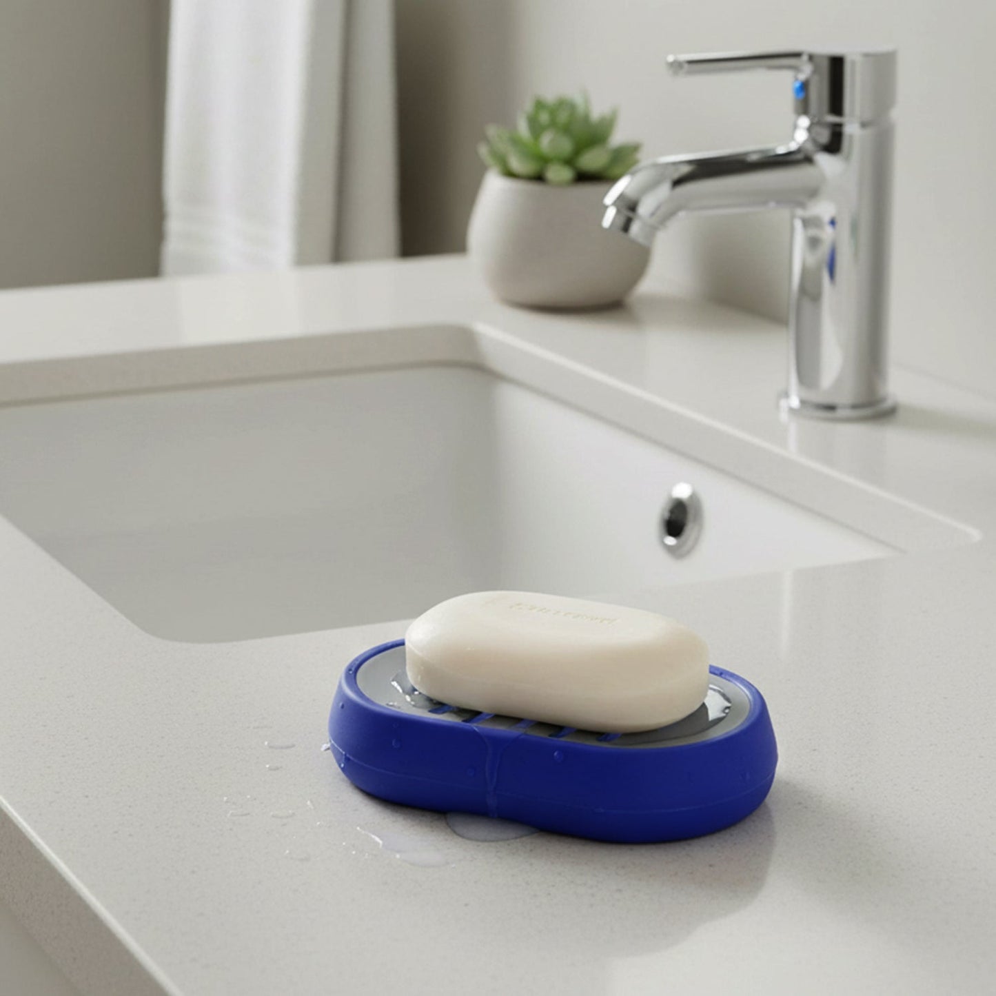 Plastic Soap Holder Tray with Drain Slots (1 Pc)