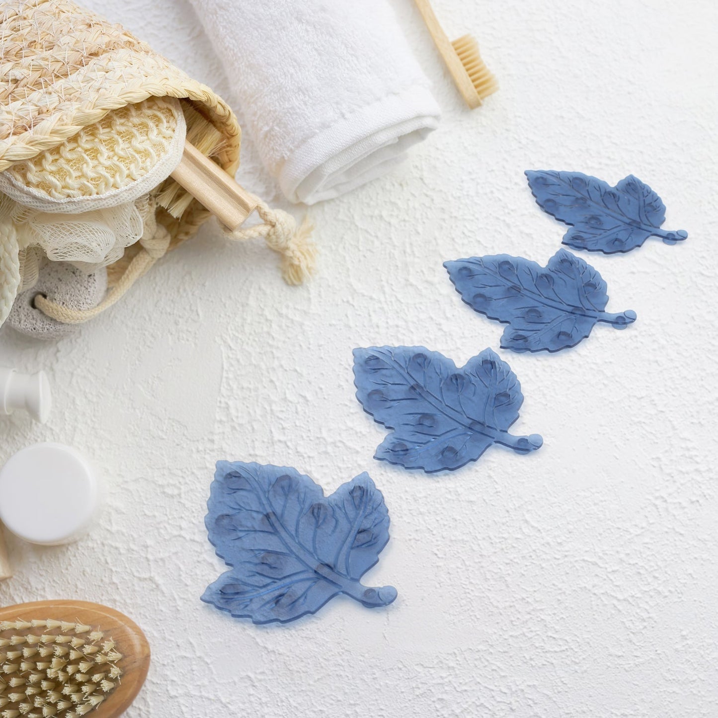 Mat, Mini Pvc Anti-Slip Bat Mat Non Slip Baby Bath Mats, Mini Child Safety Anti Slip Shower Mats Leaf Shaped for Kids (4 pc Set)
