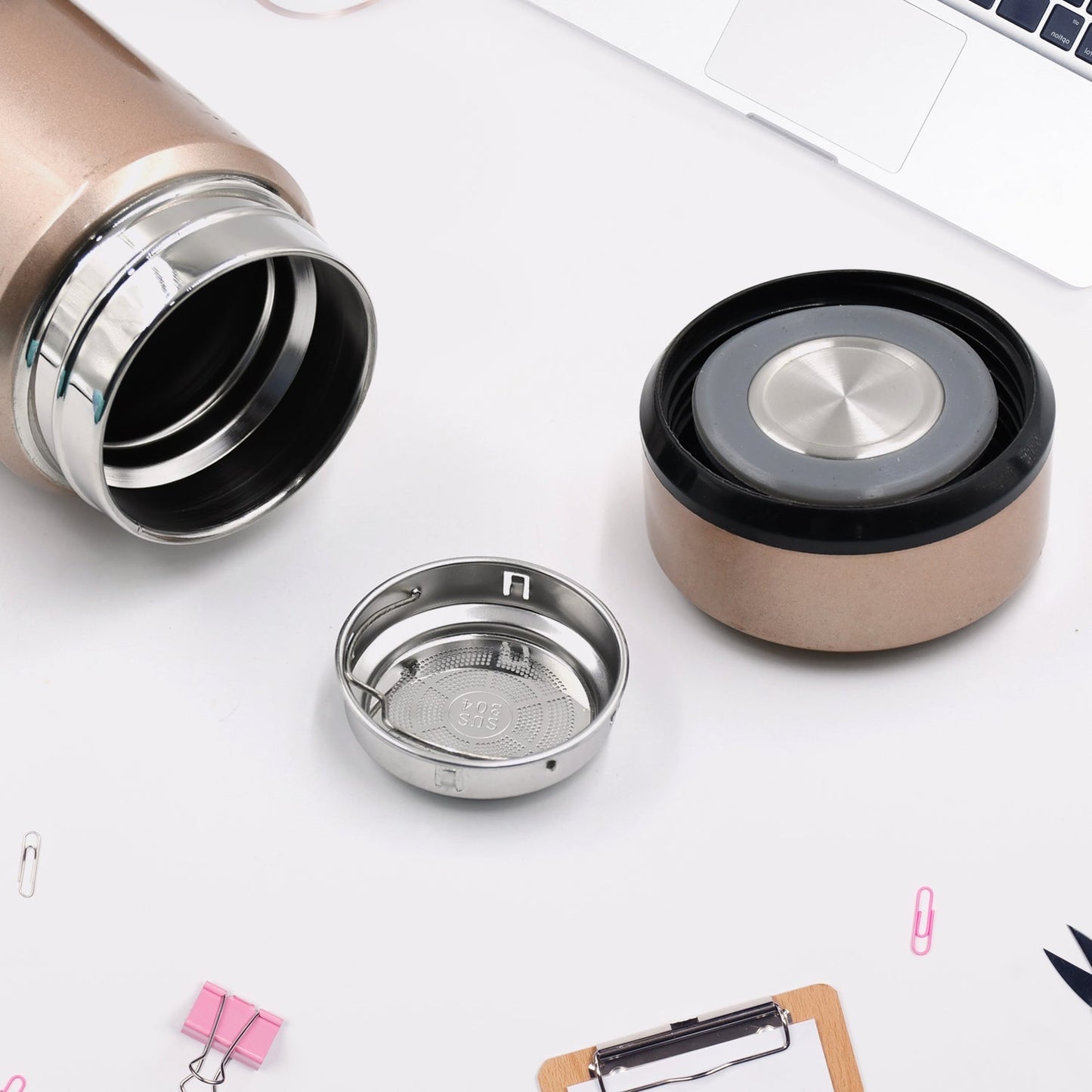 Mix Size and Design Stainless Steel Vacuum Bottle with Cup Lid Thermos for Hot & Cold Drinks or Food-Thermos for Travel (1pc)