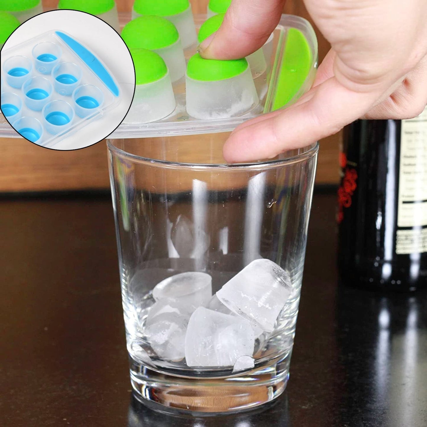 Smart Push Out Round Shape Mini Ice Cube Trays with Flexible Silicone Bottom | Round Shape Silicone Chocolate Mold Maker Ice Cube Tray Freeze Mold