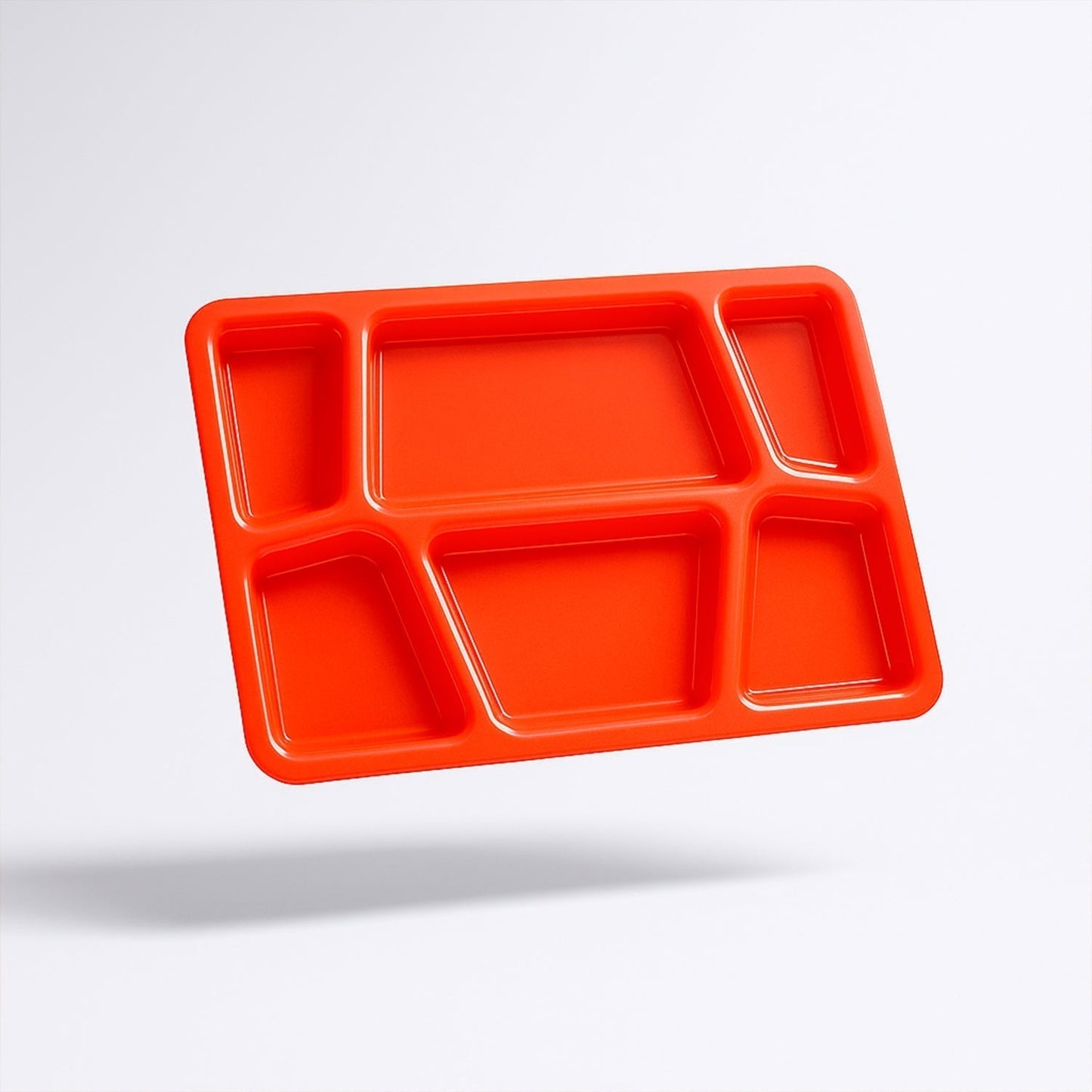 Plastic Multi-Compartment Rectangular Meal Serving Tray / Plate (1 Pc / Red)